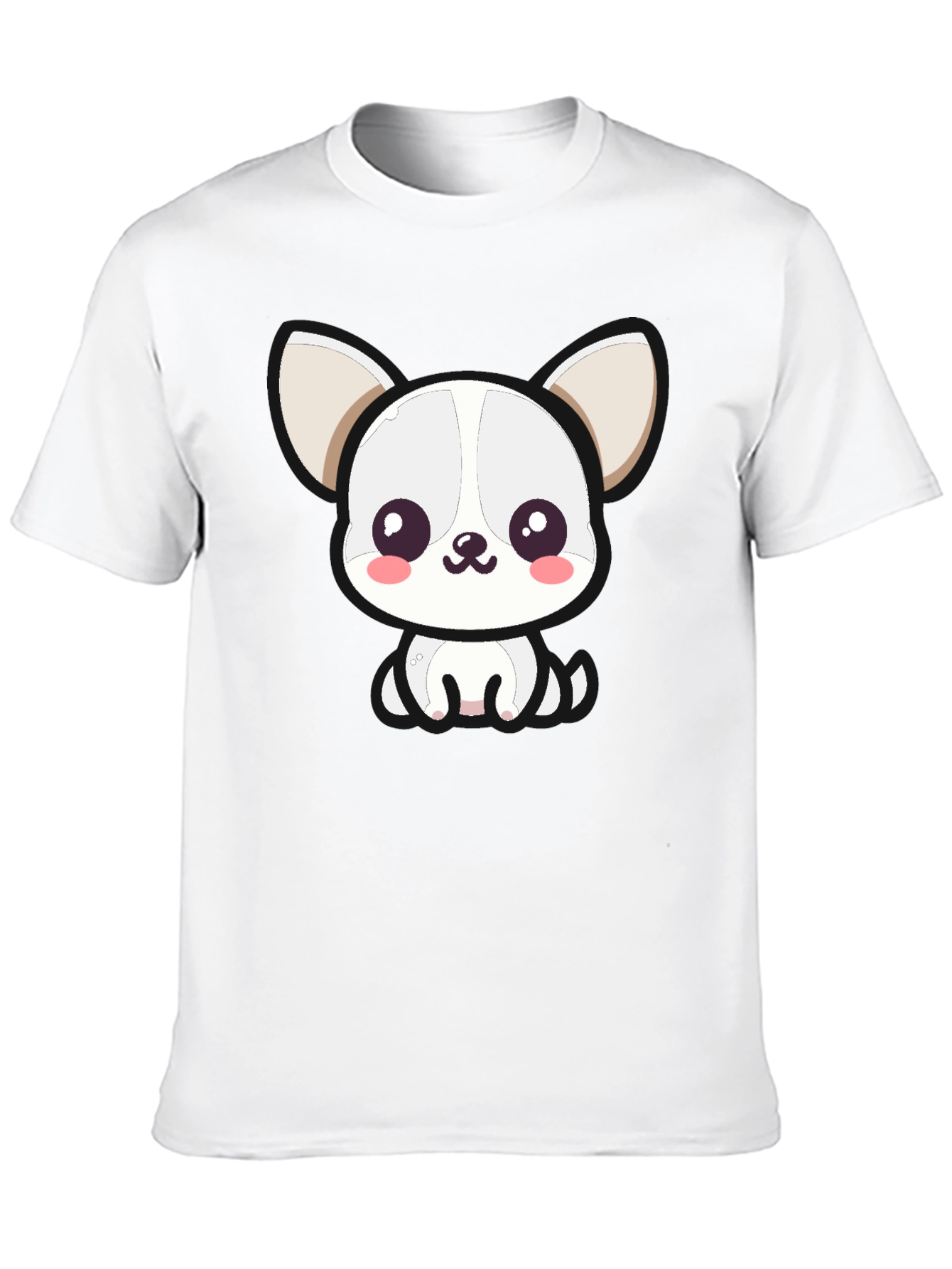 Cute Cartoon Dog Graphic Tee - Black Unisex T-Shirt