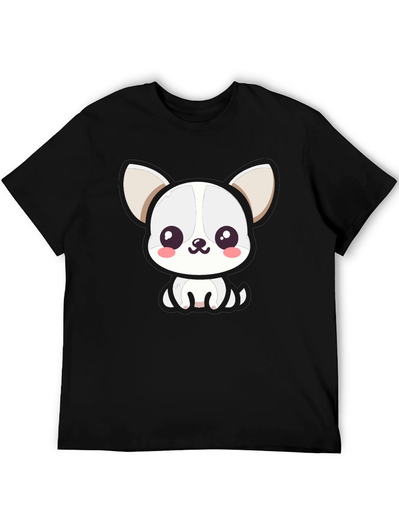 Cute Cartoon Dog Graphic Tee - Black Unisex T-Shirt