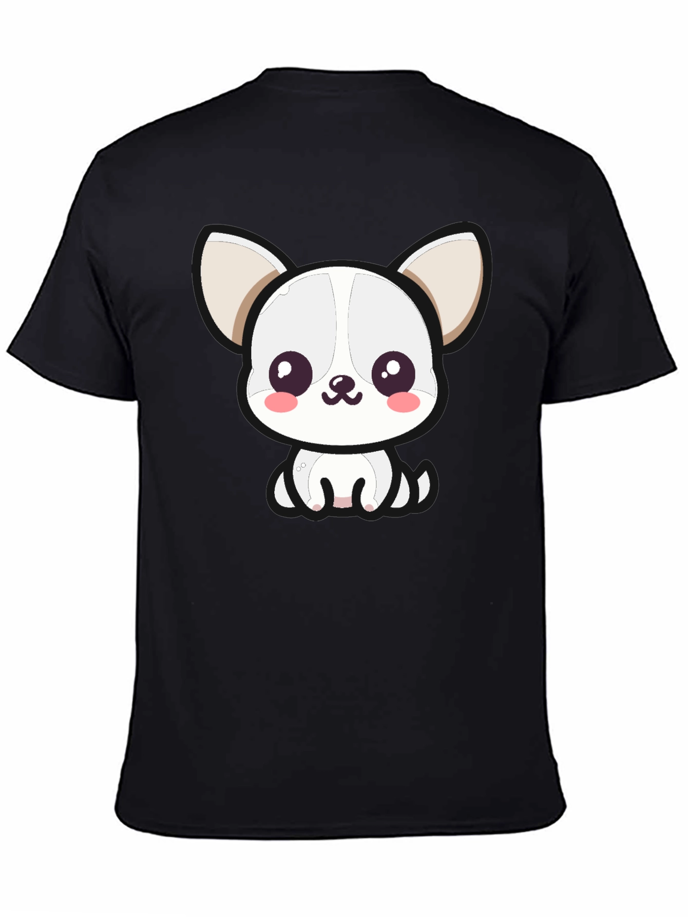 Cute Cartoon Dog Graphic Tee - Black Unisex T-Shirt