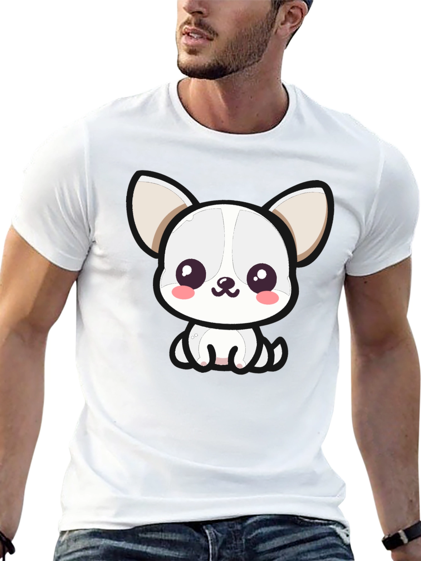 Cute Cartoon Dog Graphic Tee - Black Unisex T-Shirt