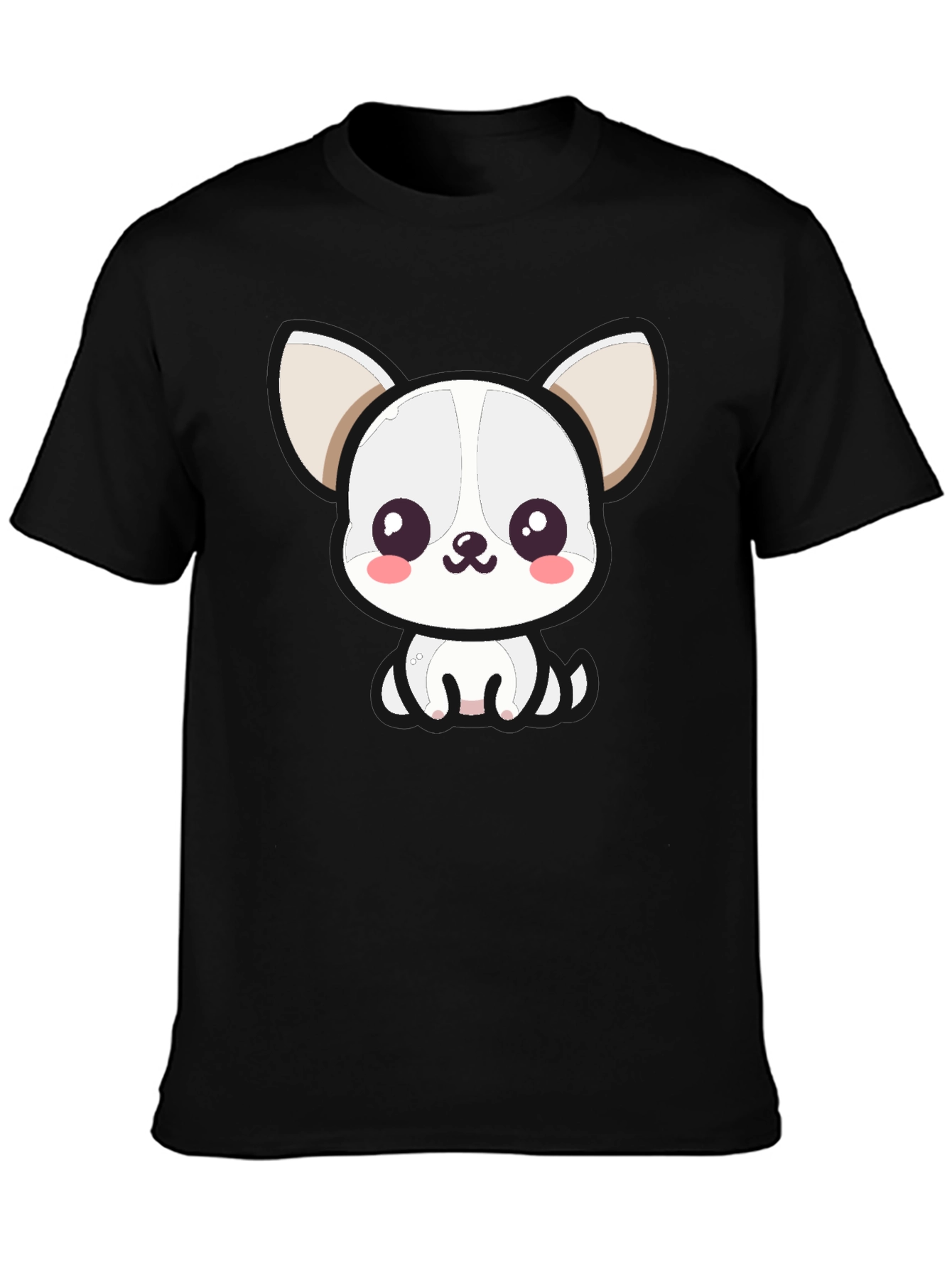 Cute Cartoon Dog Graphic Tee - Black Unisex T-Shirt