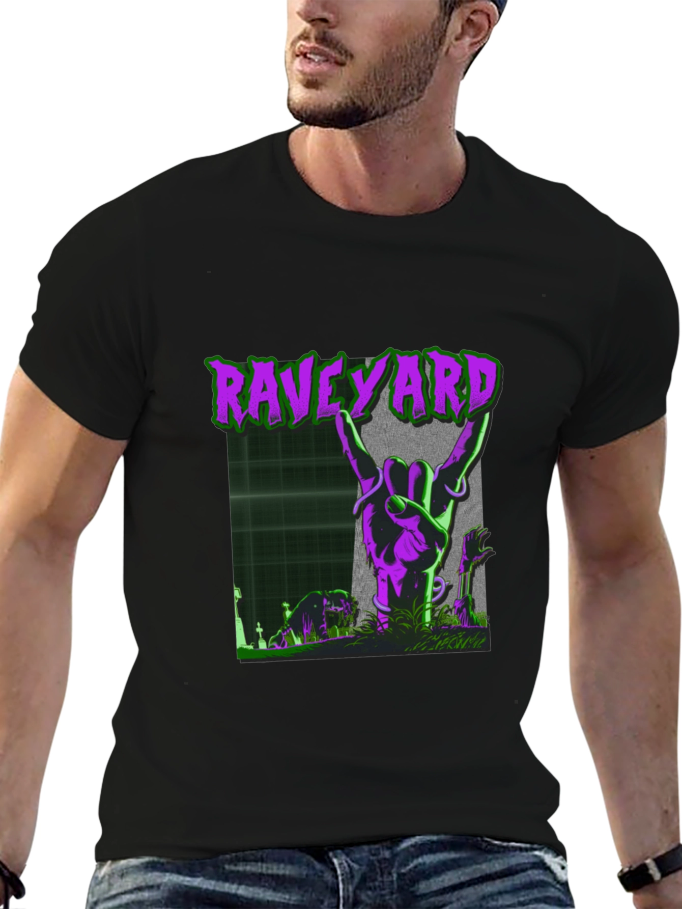 Raveyard Graphic Tee - Rock Hand Zombie T-Shirt