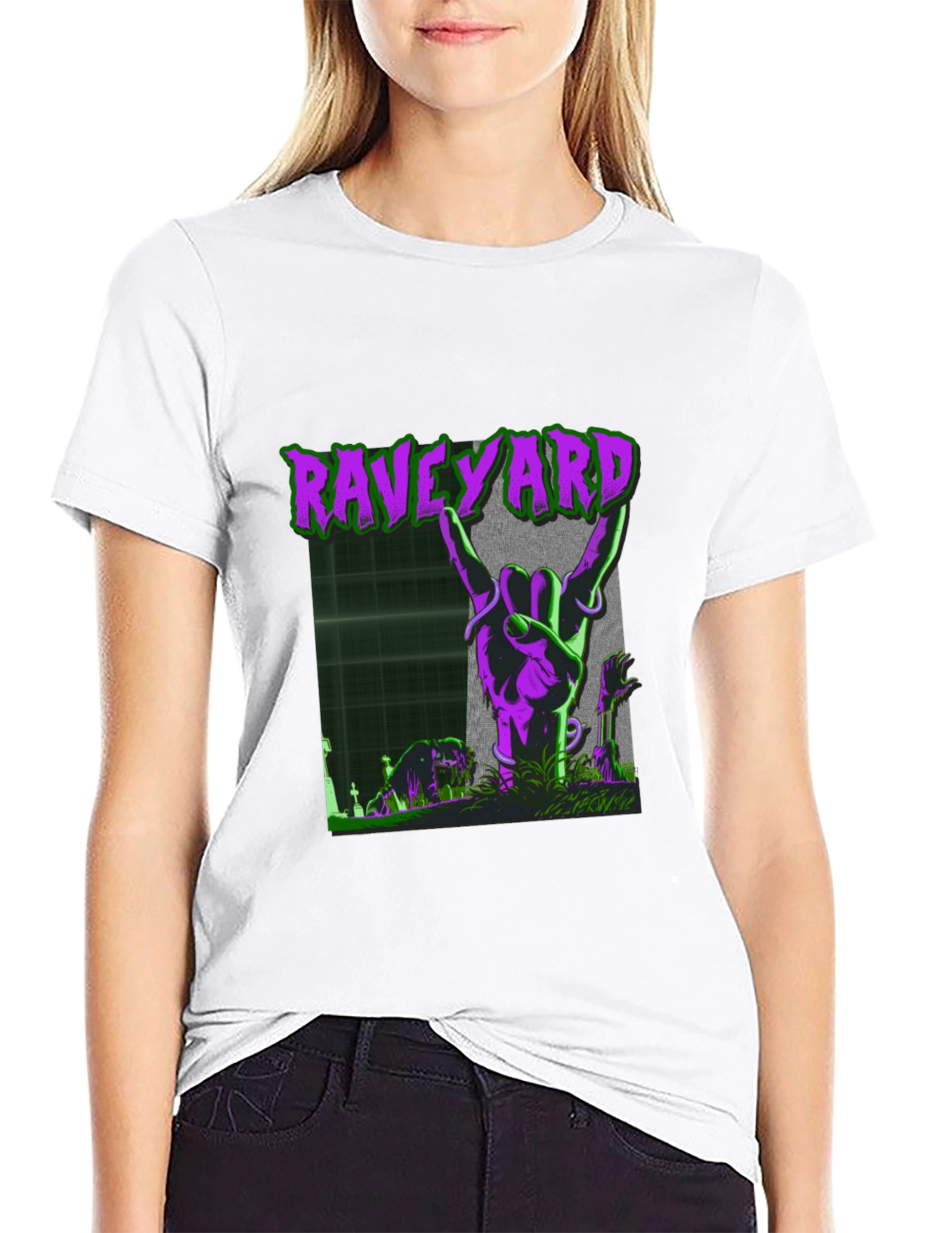 Raveyard Graphic Tee - Rock Hand Zombie T-Shirt