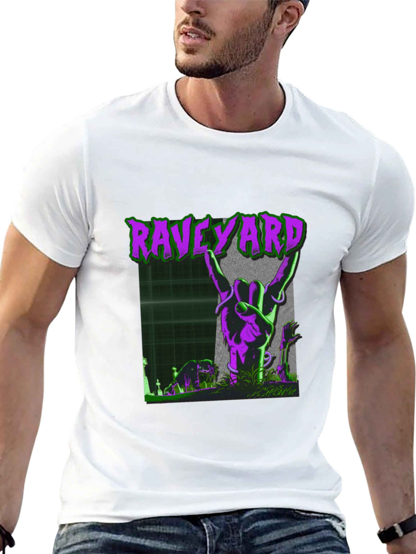 Raveyard Graphic Tee - Rock Hand Zombie T-Shirt