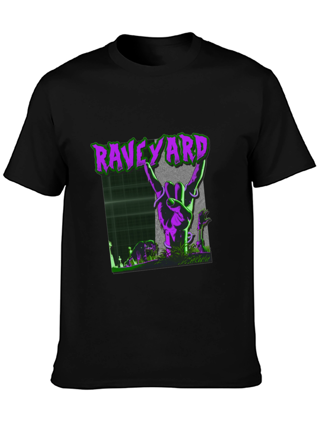 Raveyard Graphic Tee - Rock Hand Zombie T-Shirt
