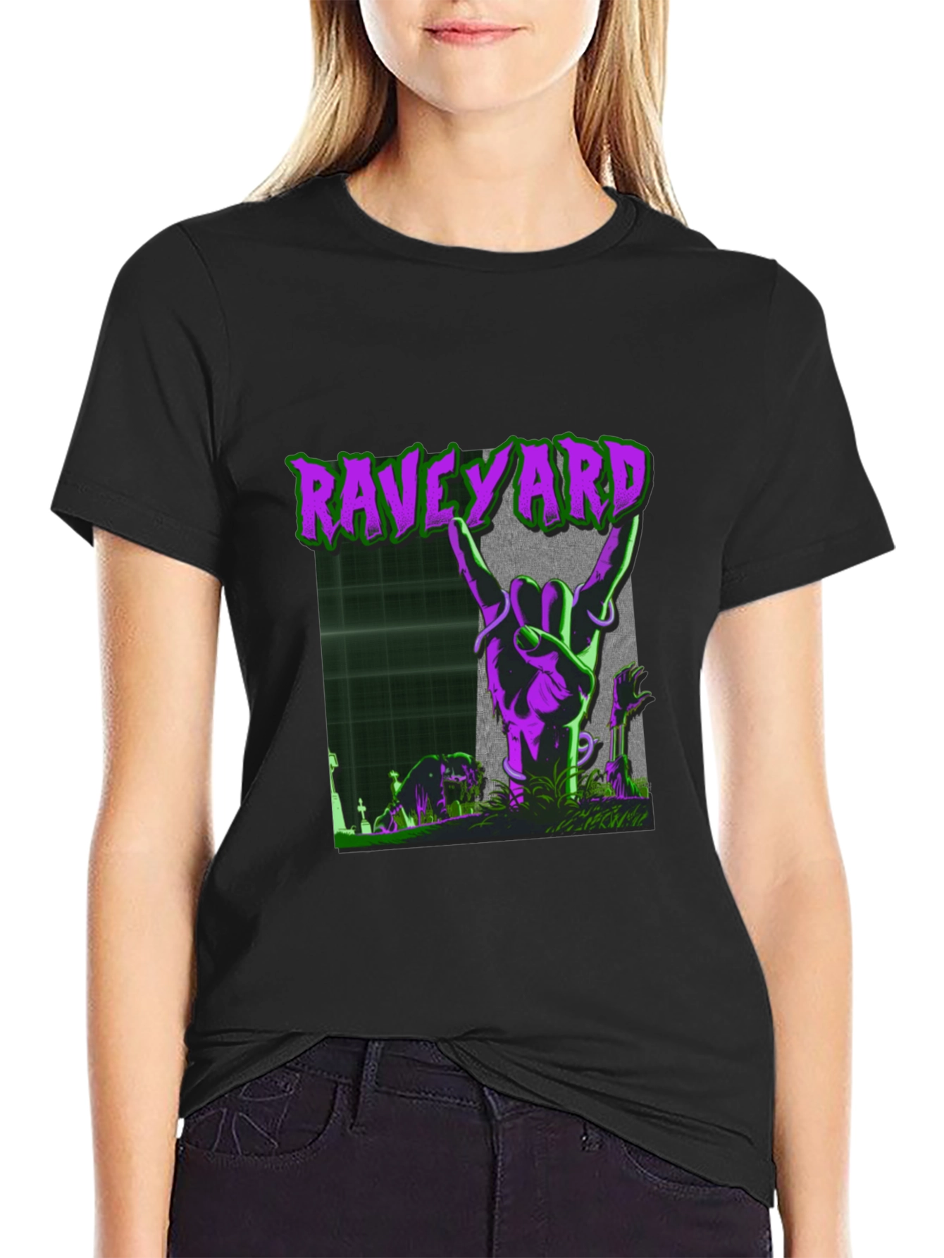 Raveyard Graphic Tee - Rock Hand Zombie T-Shirt