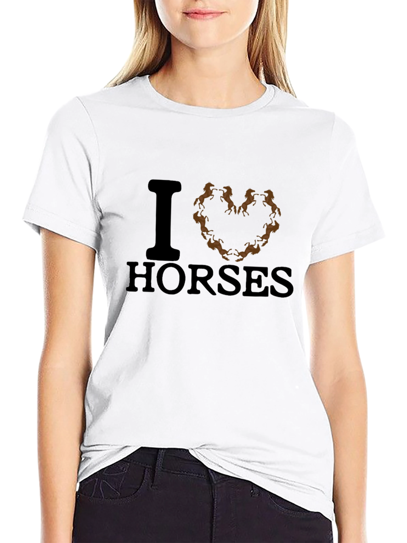 I Heart Horses Graphic Tee - Black