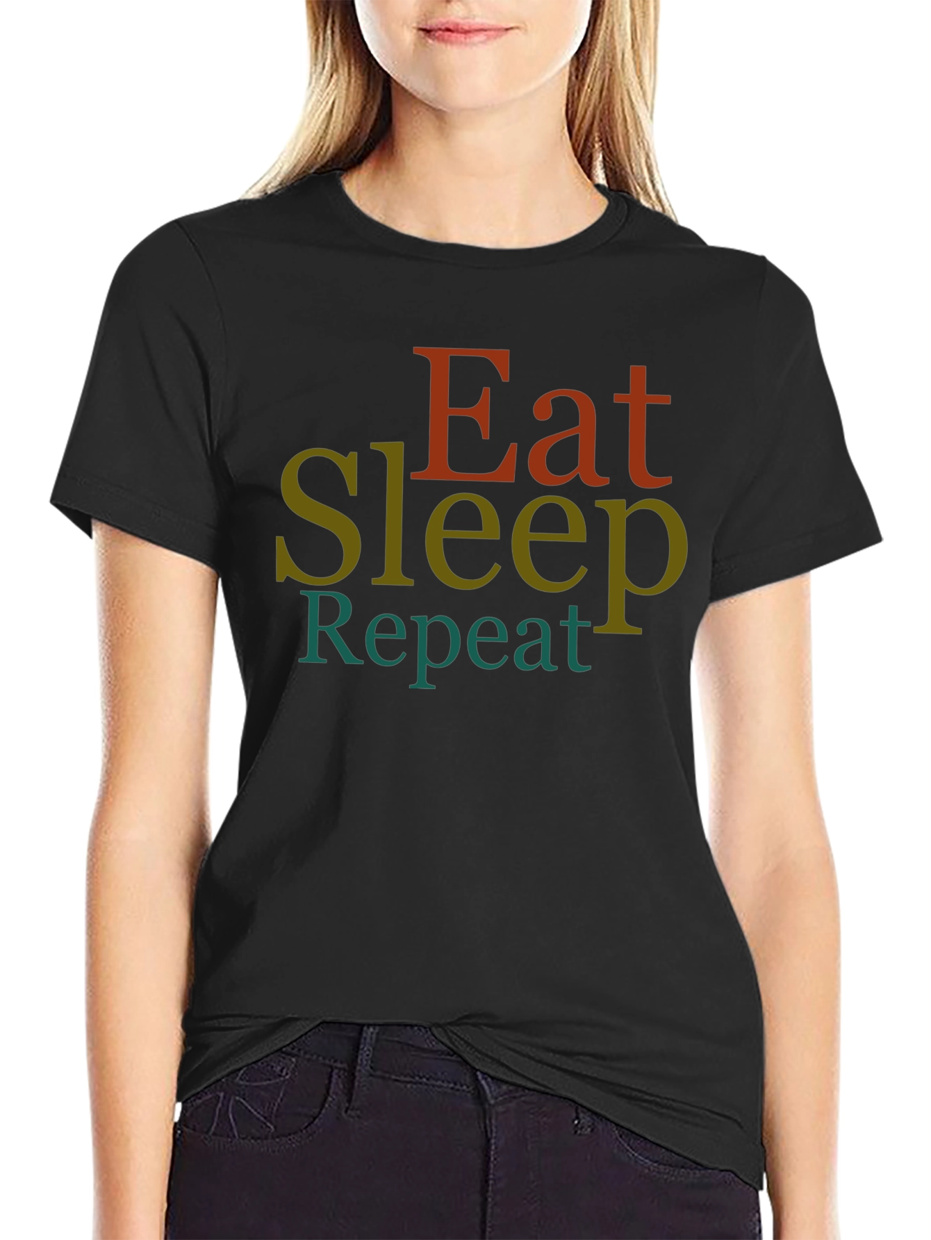 Eat Sleep Repeat Graphic Tee - Black T-Shirt