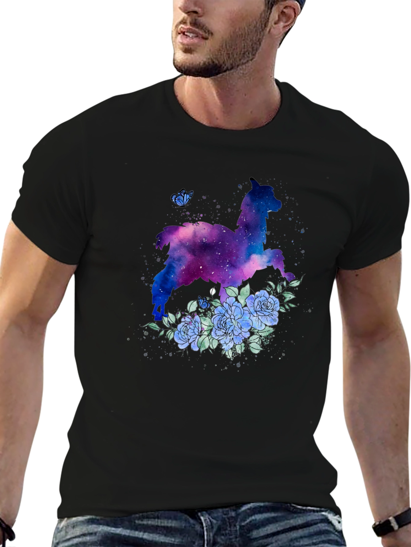 Galaxy Llama Floral T-Shirt