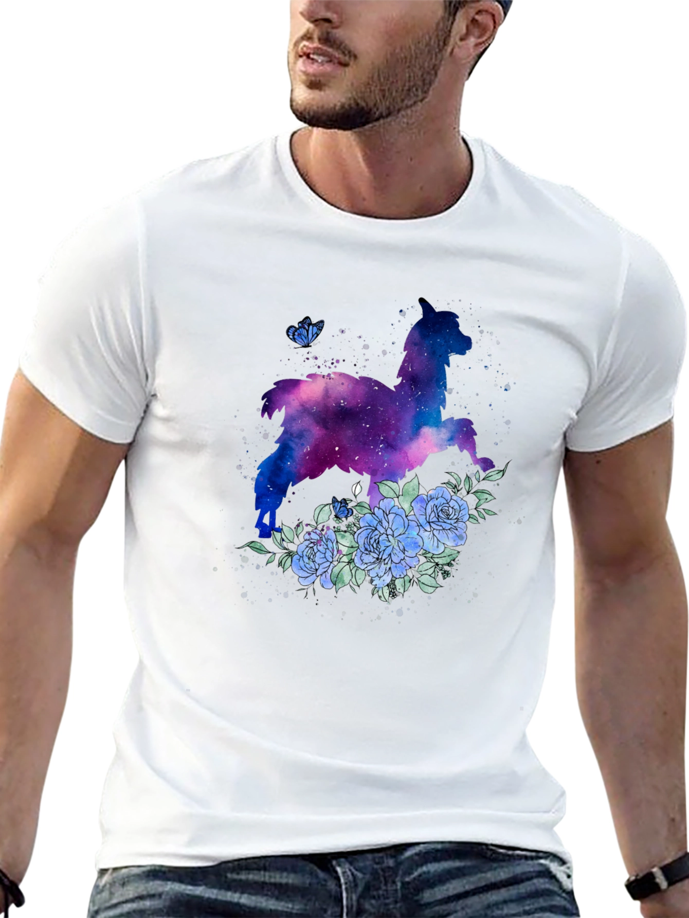 Galaxy Llama Floral T-Shirt