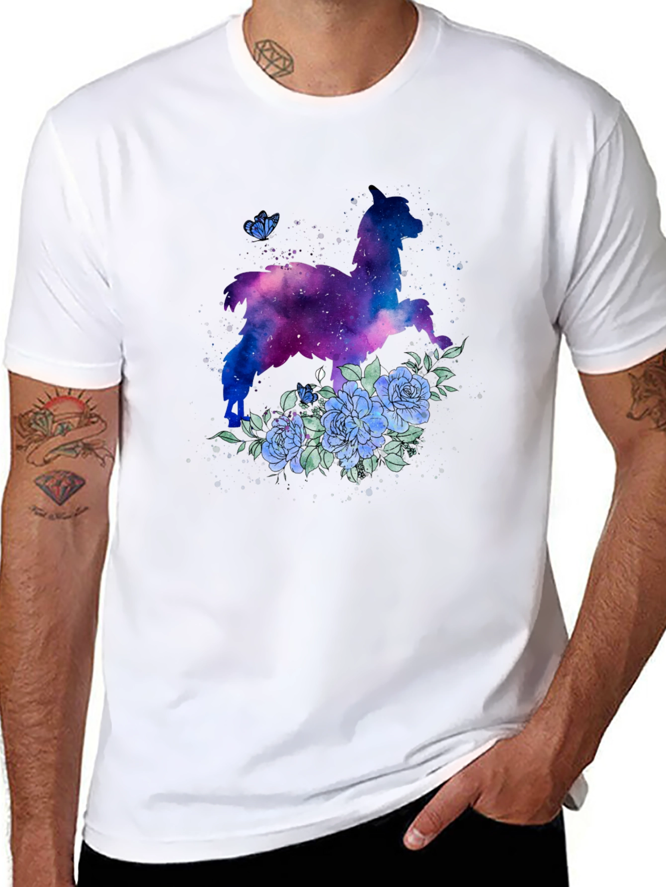 Galaxy Llama Floral T-Shirt