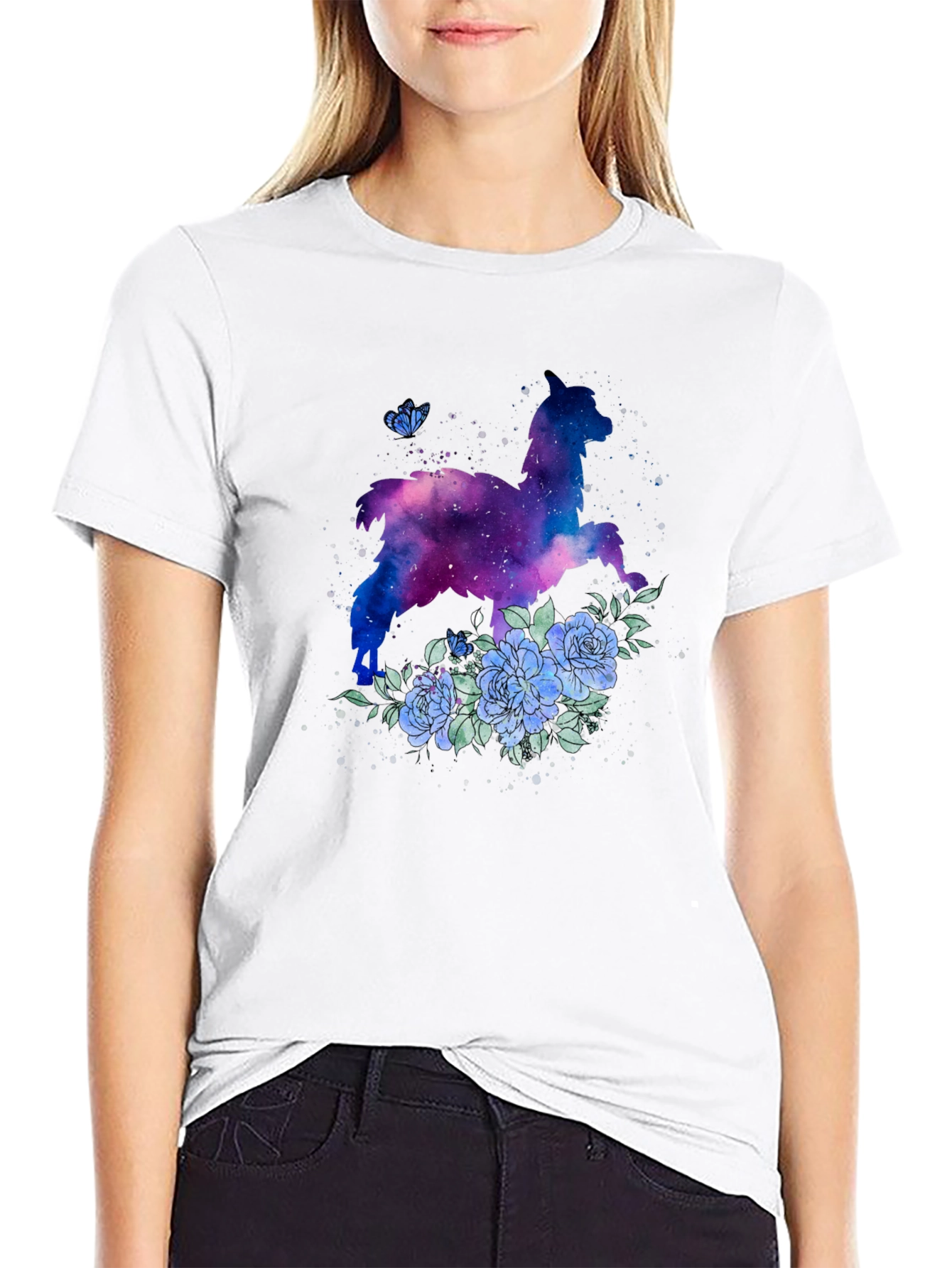 Galaxy Llama Floral T-Shirt