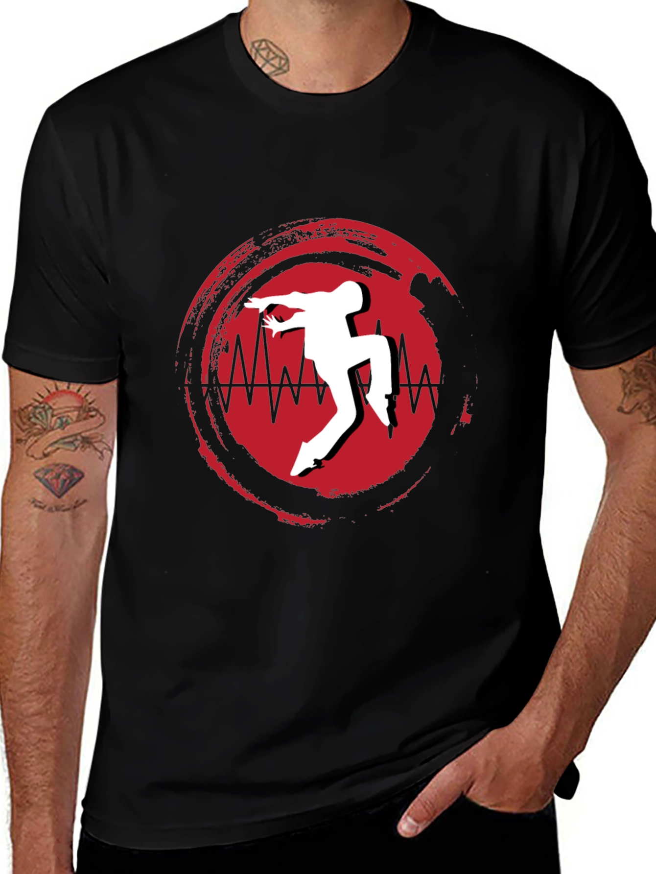 Black T-Shirt with Unique Dancer Graphic
