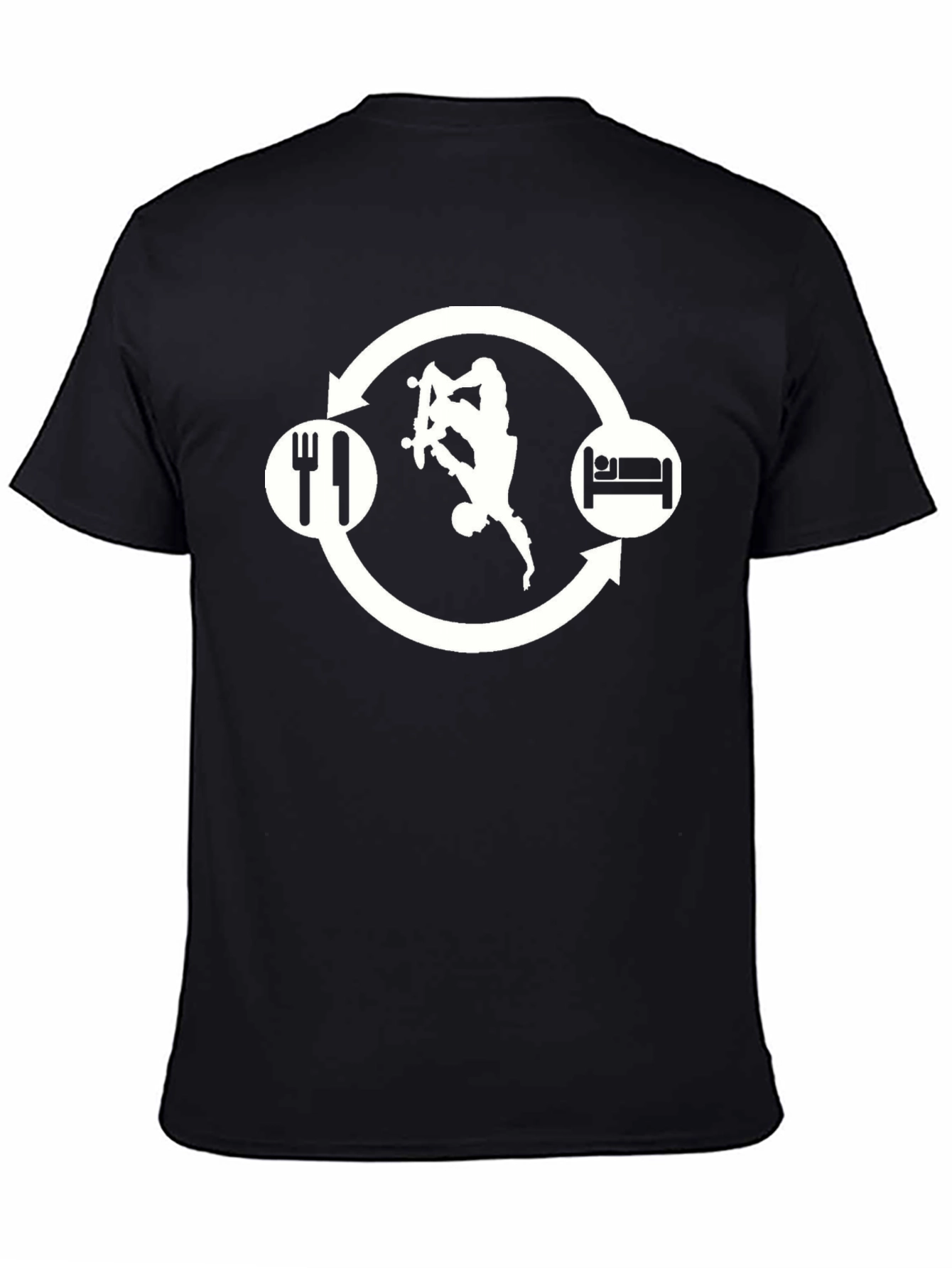 Skate Eat Sleep Repeat Black Graphic Tee