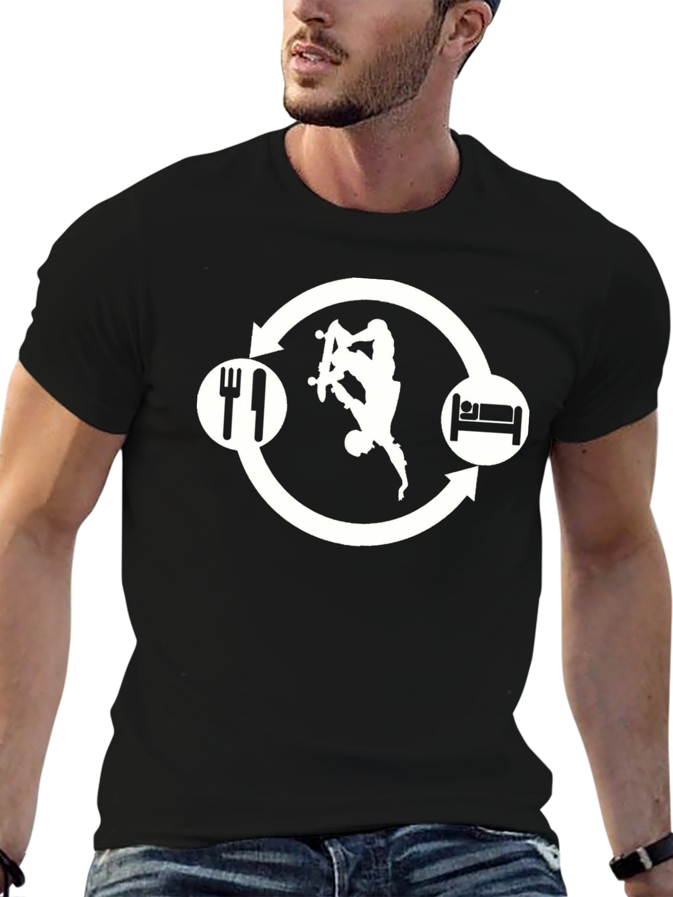 Skate Eat Sleep Repeat Black Graphic Tee