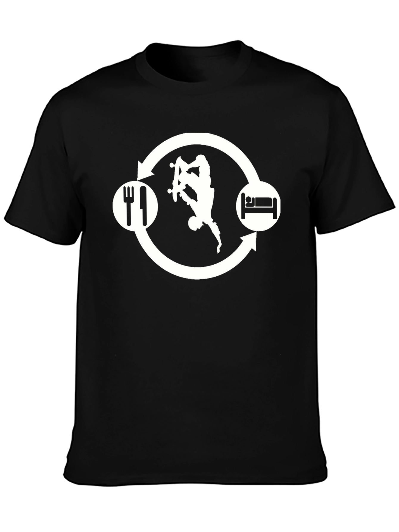 Skate Eat Sleep Repeat Black Graphic Tee