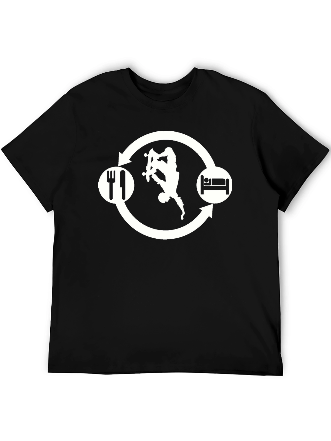 Skate Eat Sleep Repeat Black Graphic Tee