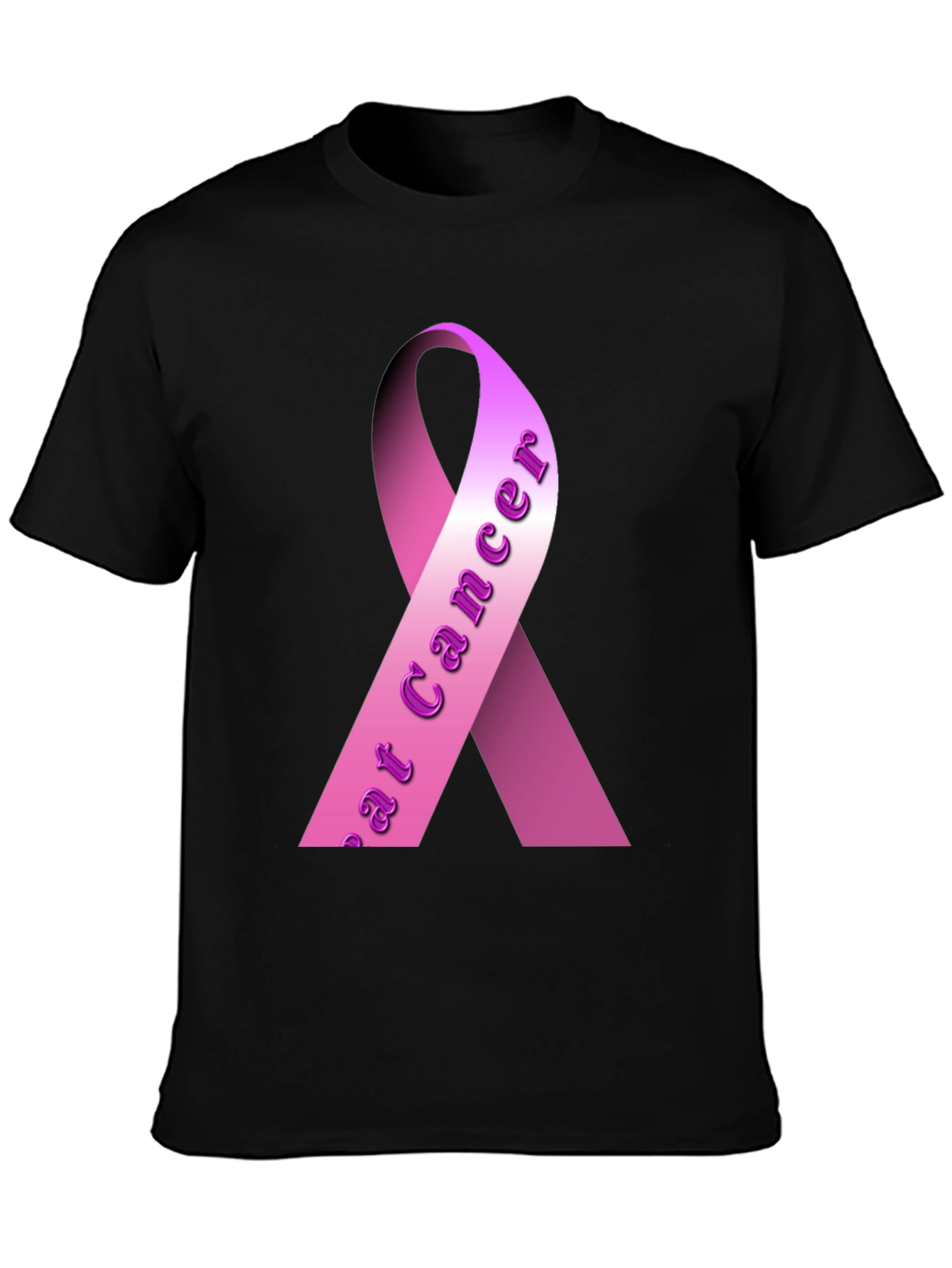 Pink Ribbon Breast Cancer Awareness Black T-Shirt