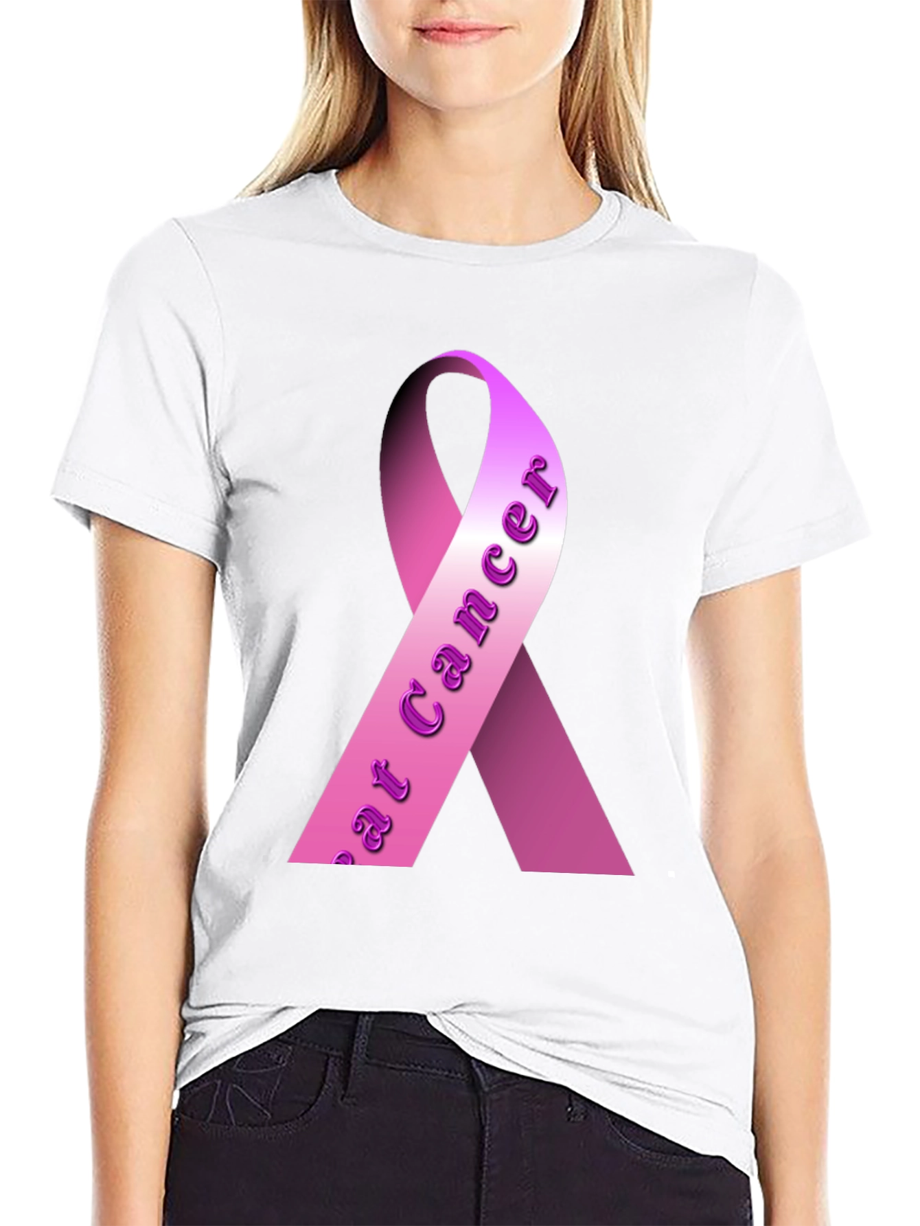 Pink Ribbon Breast Cancer Awareness Black T-Shirt