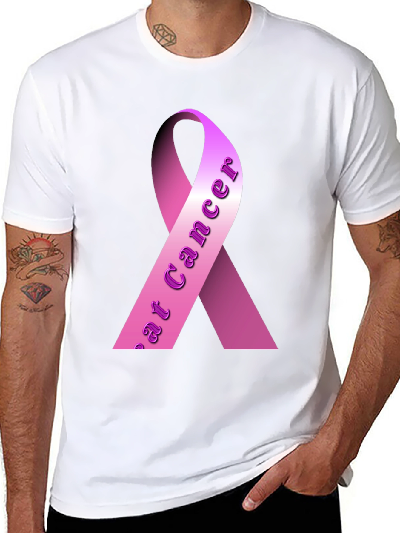 Pink Ribbon Breast Cancer Awareness Black T-Shirt