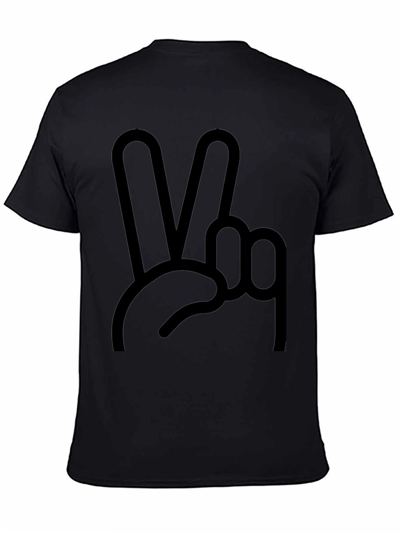 Peace Sign Graphic Tee - Black Cotton Blend Shirt