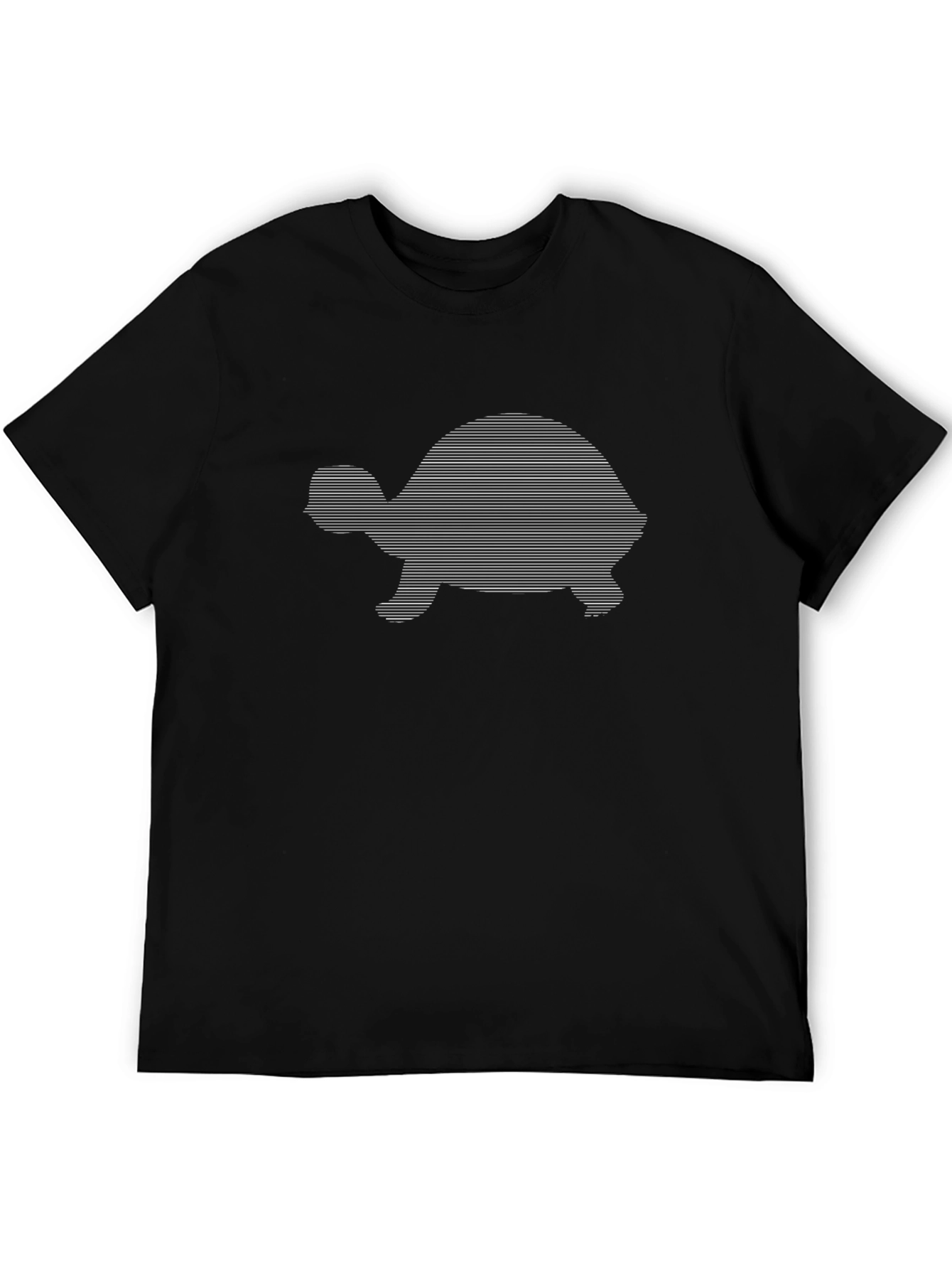 Turtle Line Art Graphic Tee - Black Casual T-Shirt