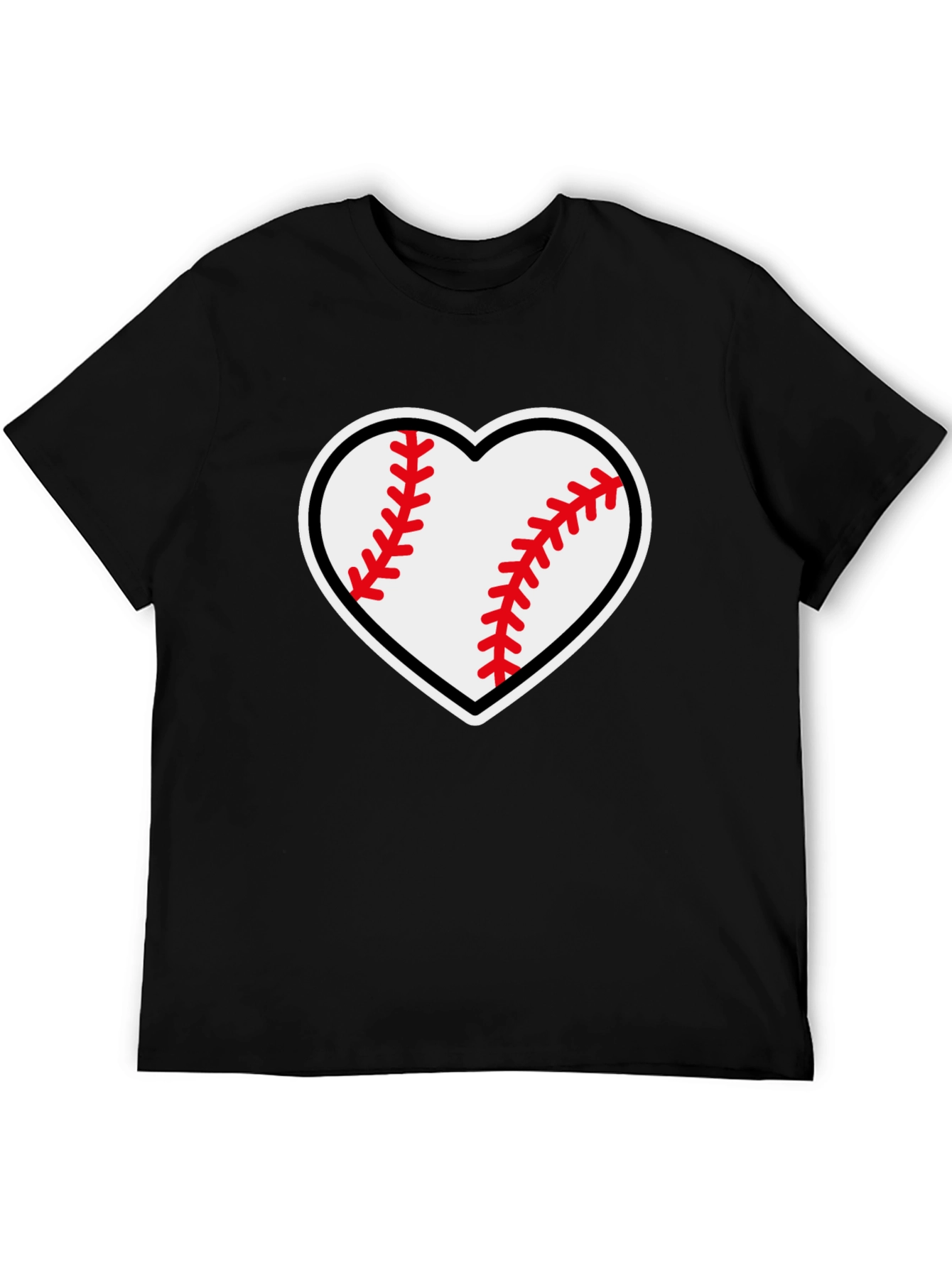 Baseball Heart Graphic Tee - Black T-Shirt