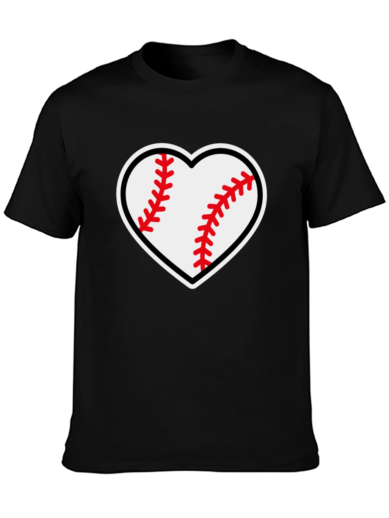 Baseball Heart Graphic Tee - Black T-Shirt