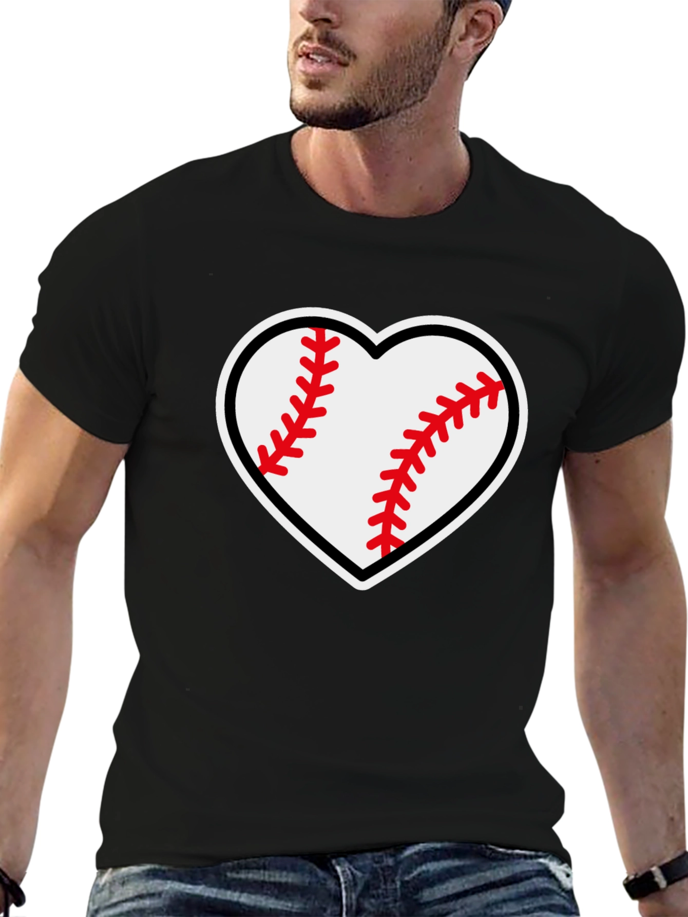 Baseball Heart Graphic Tee - Black T-Shirt