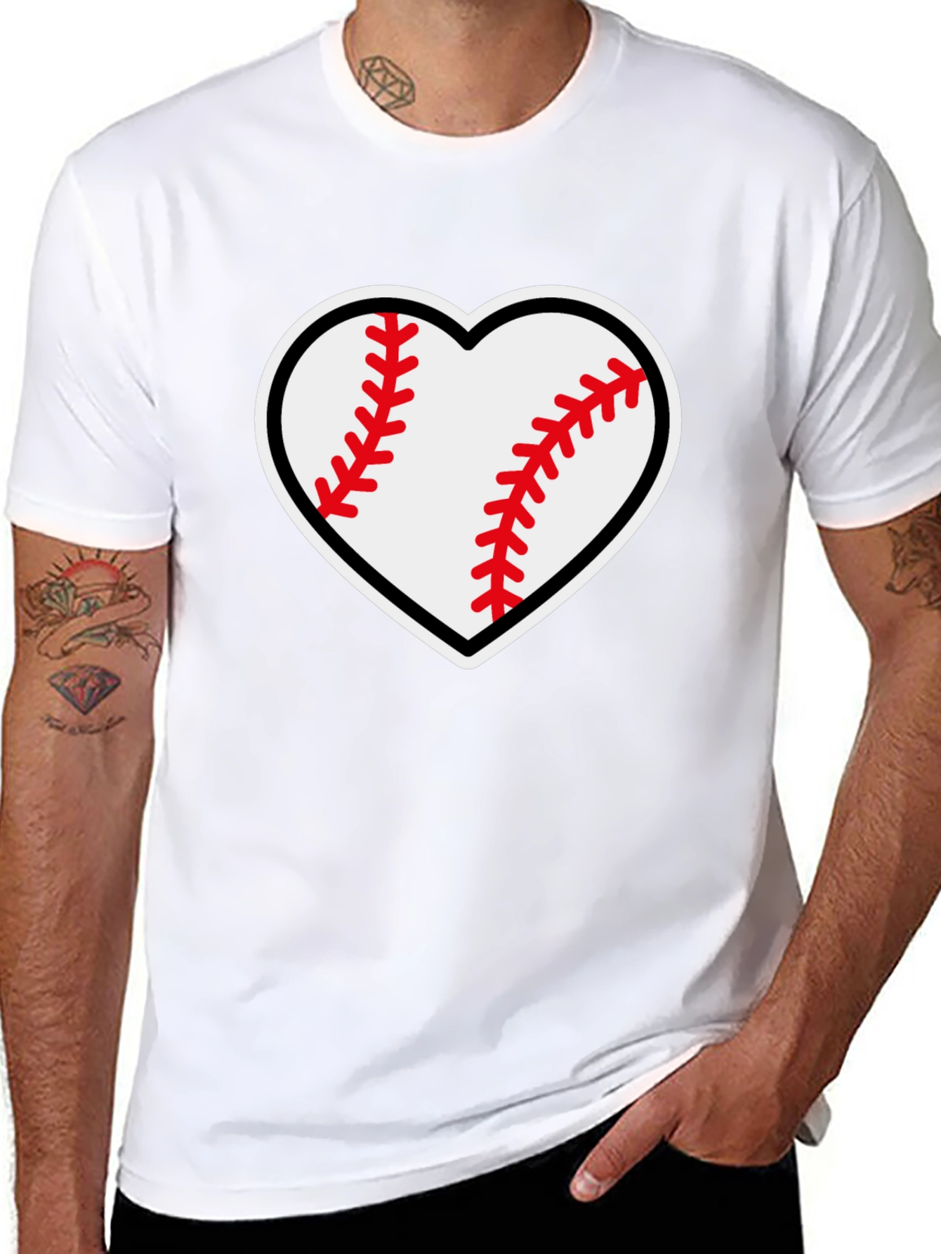 Baseball Heart Graphic Tee - Black T-Shirt