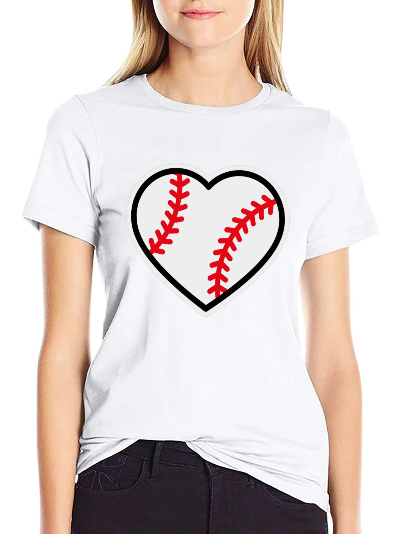 Baseball Heart Graphic Tee - Black T-Shirt