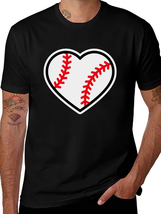 Baseball Heart Graphic Tee - Black T-Shirt