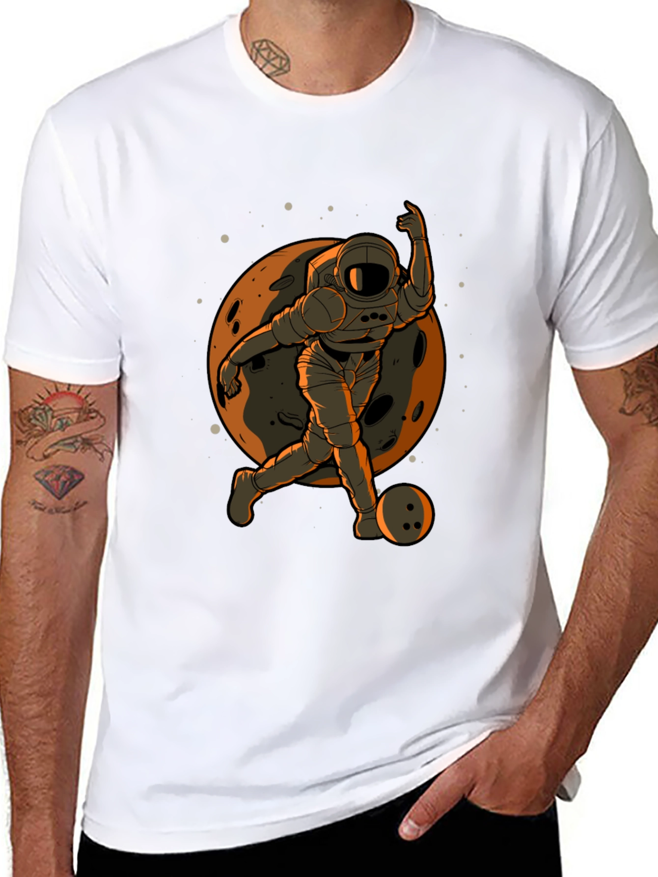 Astronaut Bowling T-Shirt - Space Themed Apparel