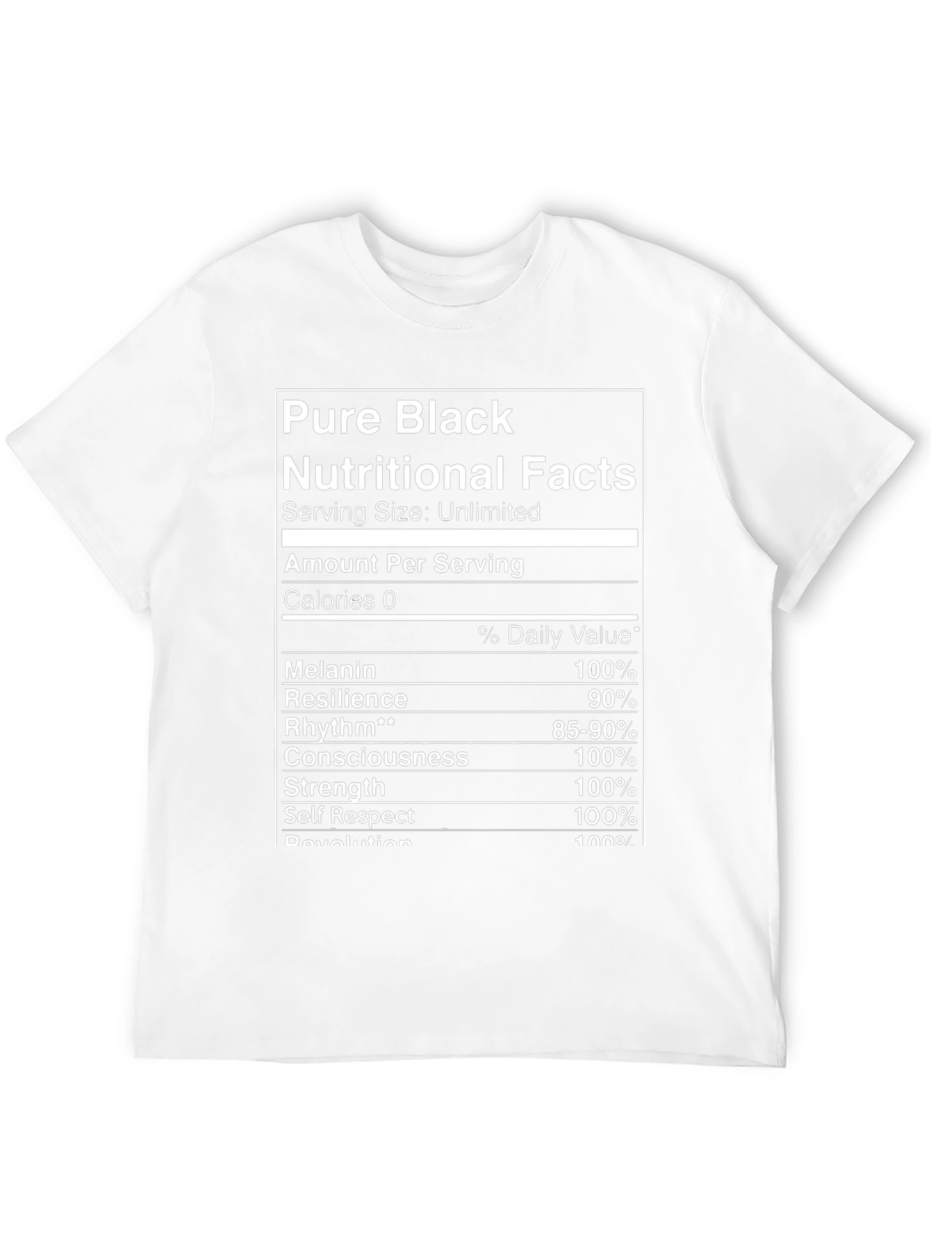 Pure Black Nutritional Facts Graphic T-Shirt