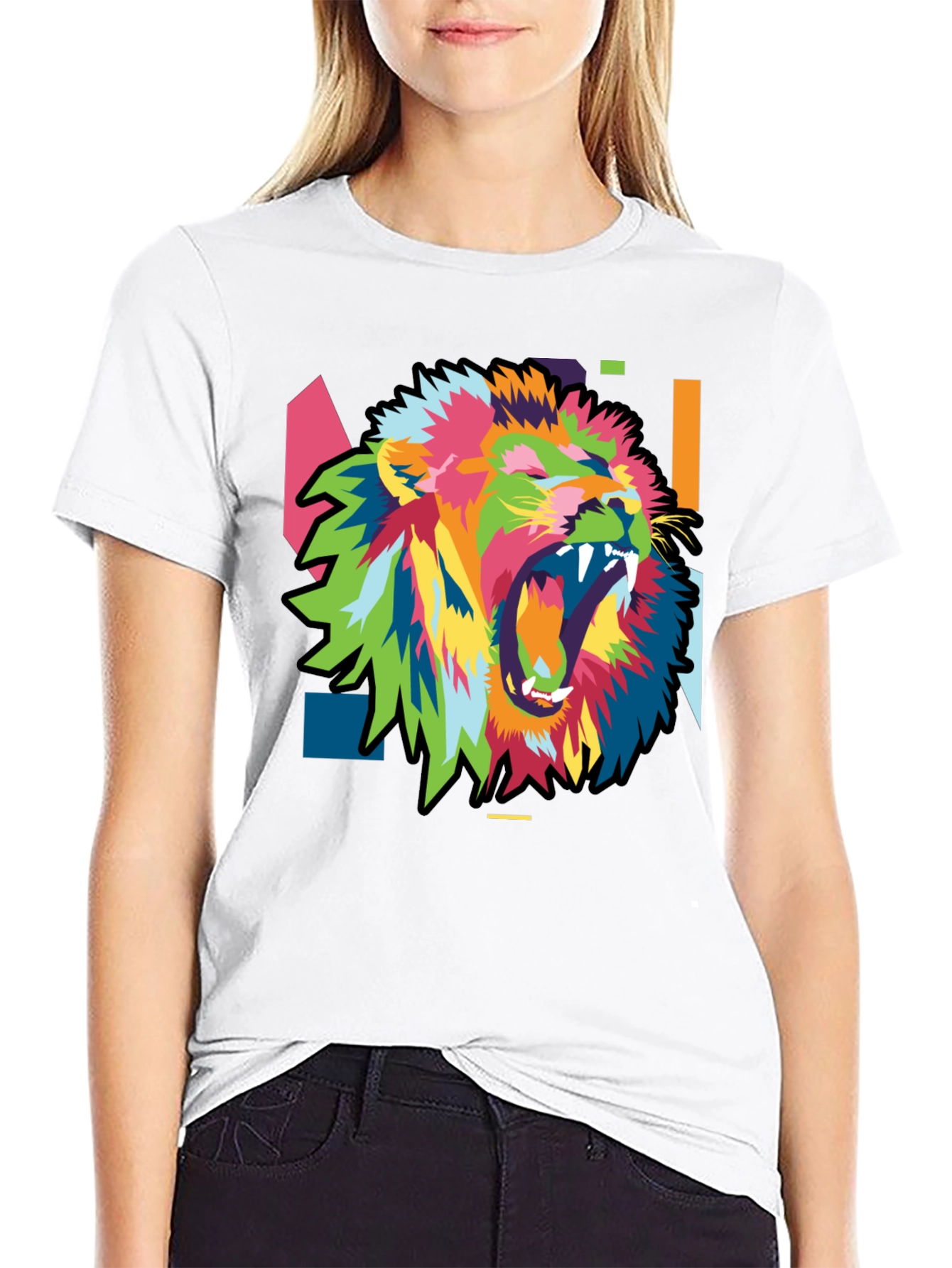 Bold Lion Graphic Print Mens Black T-Shirt