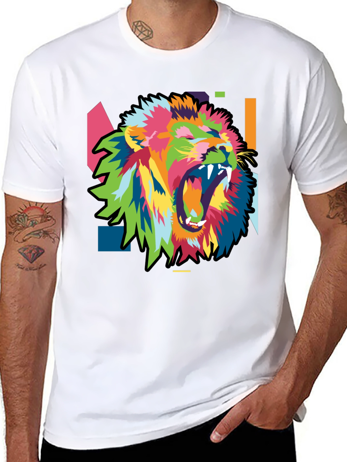 Bold Lion Graphic Print Mens Black T-Shirt