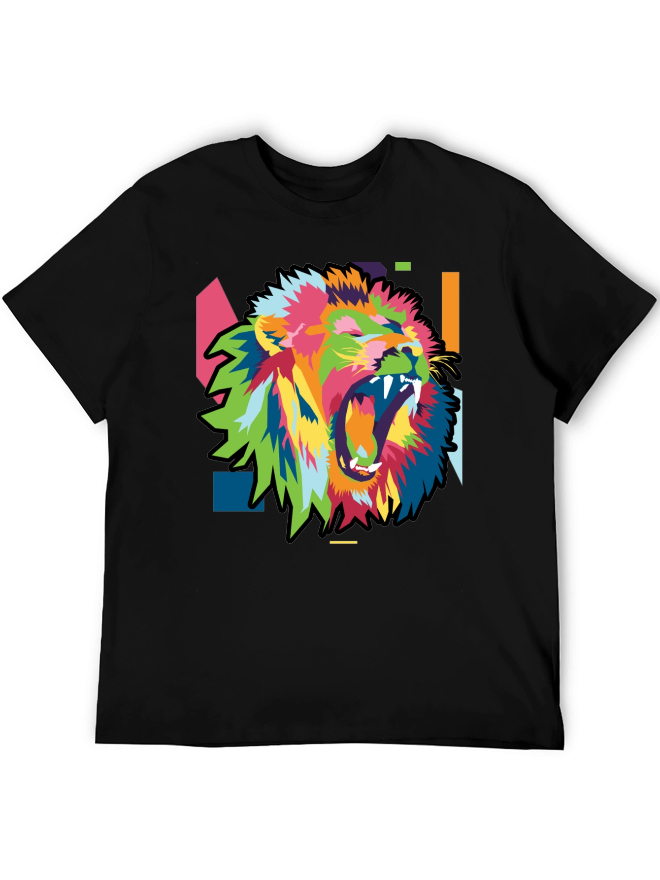Bold Lion Graphic Print Mens Black T-Shirt