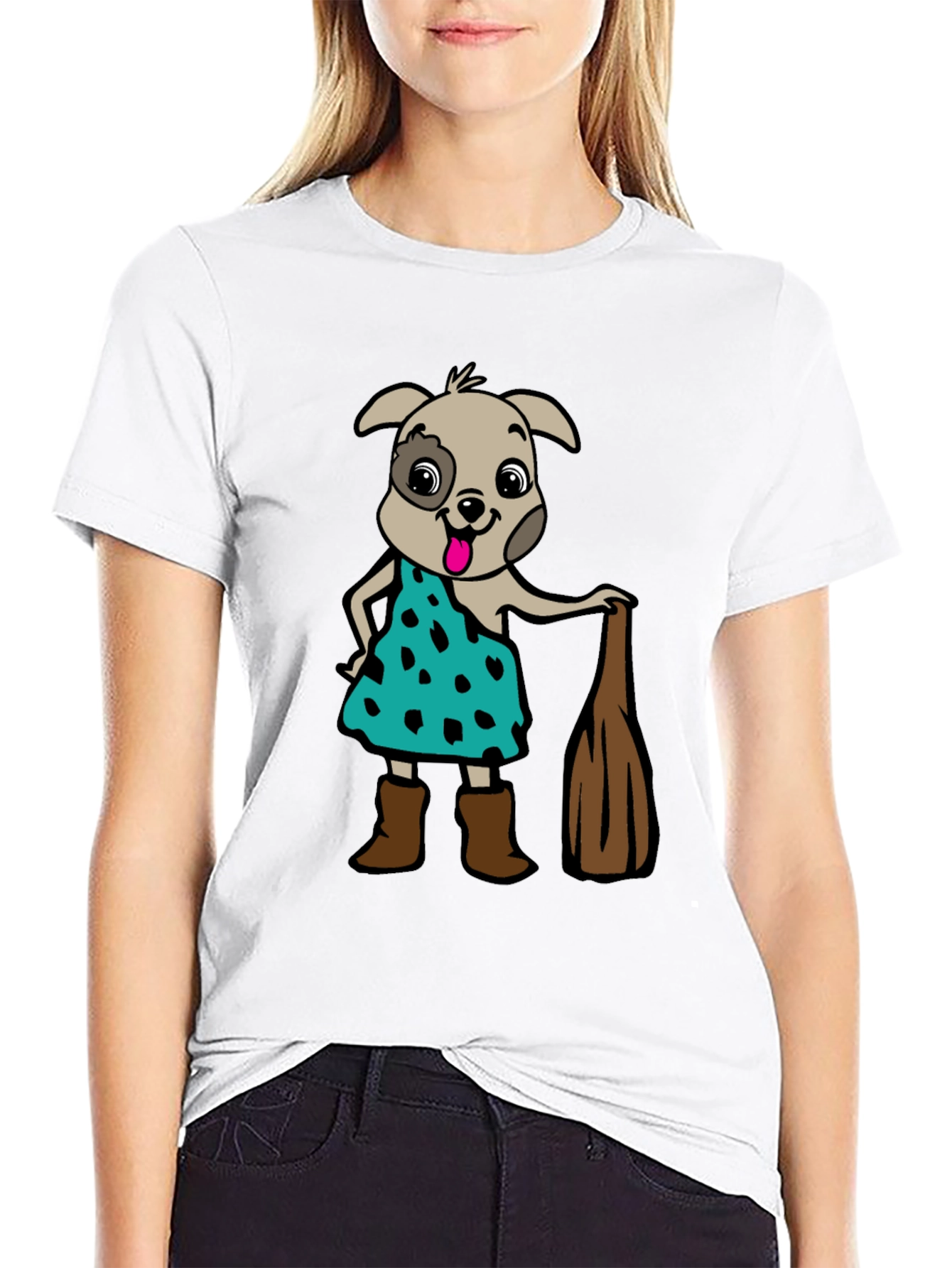 Cartoon Dog Graphic Tee - Flintstones Inspired