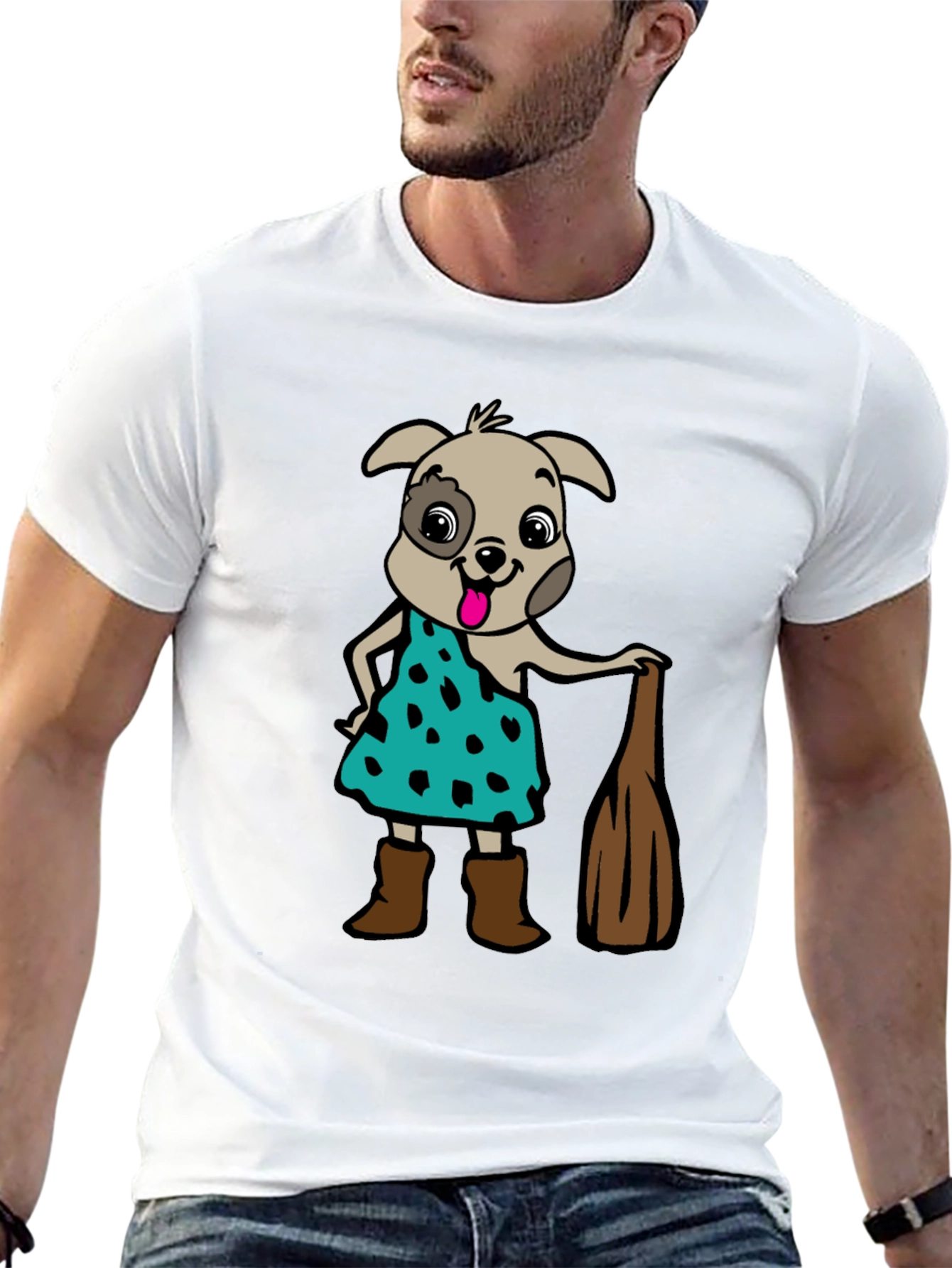 Cartoon Dog Graphic Tee - Flintstones Inspired