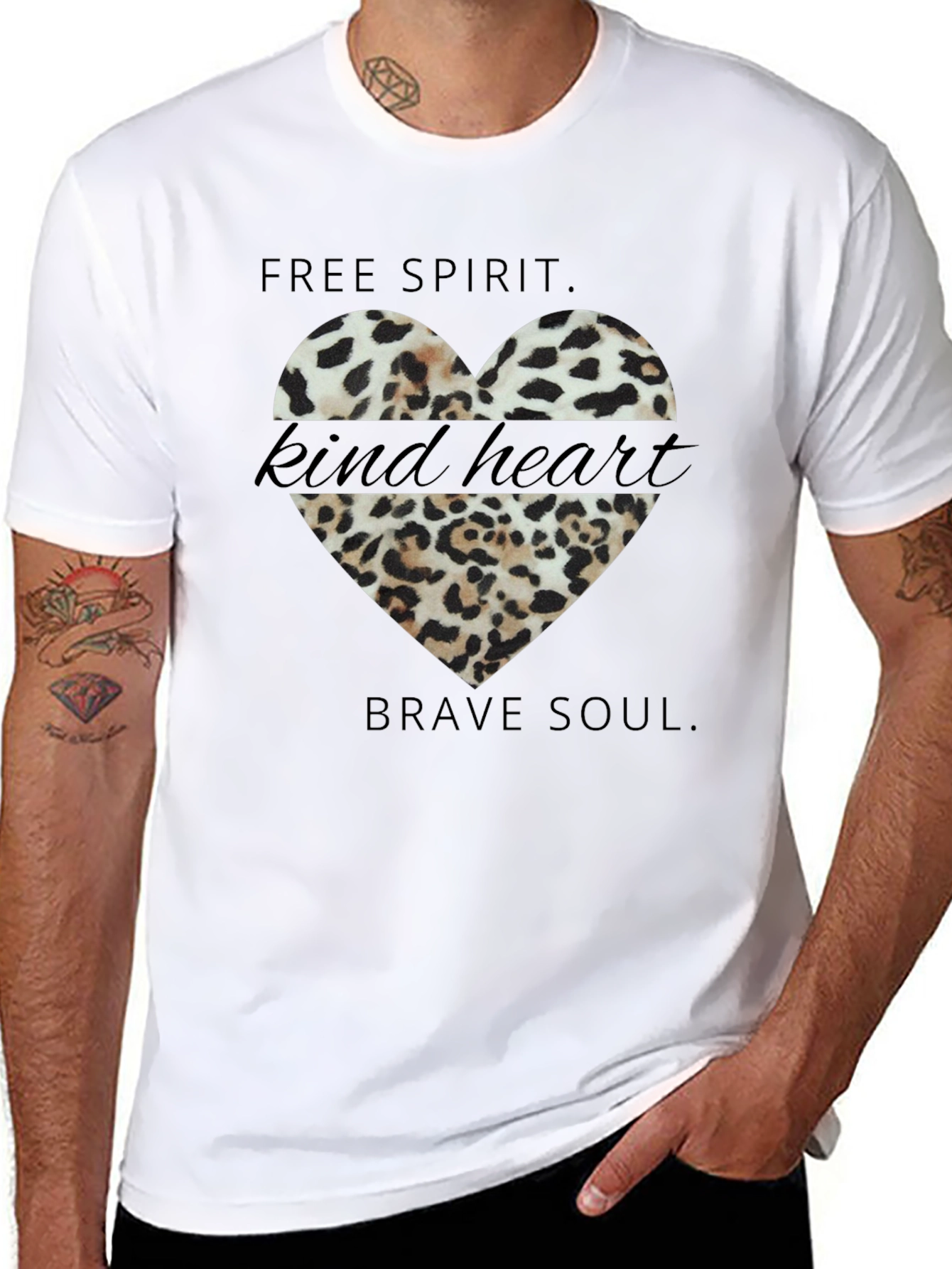 Leopard Heart T-Shirt - Free Spirit Brave Soul