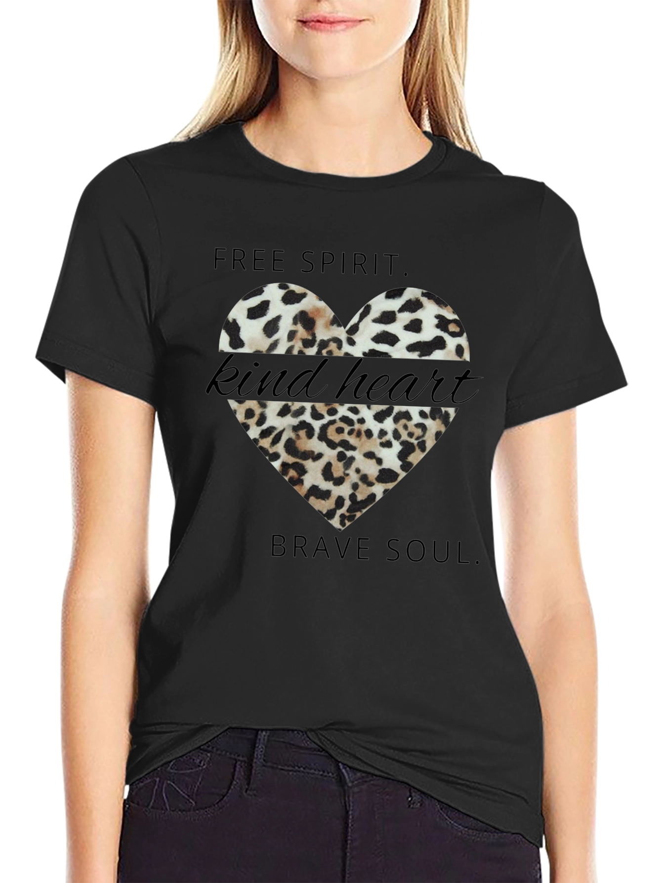 Leopard Heart T-Shirt - Free Spirit Brave Soul