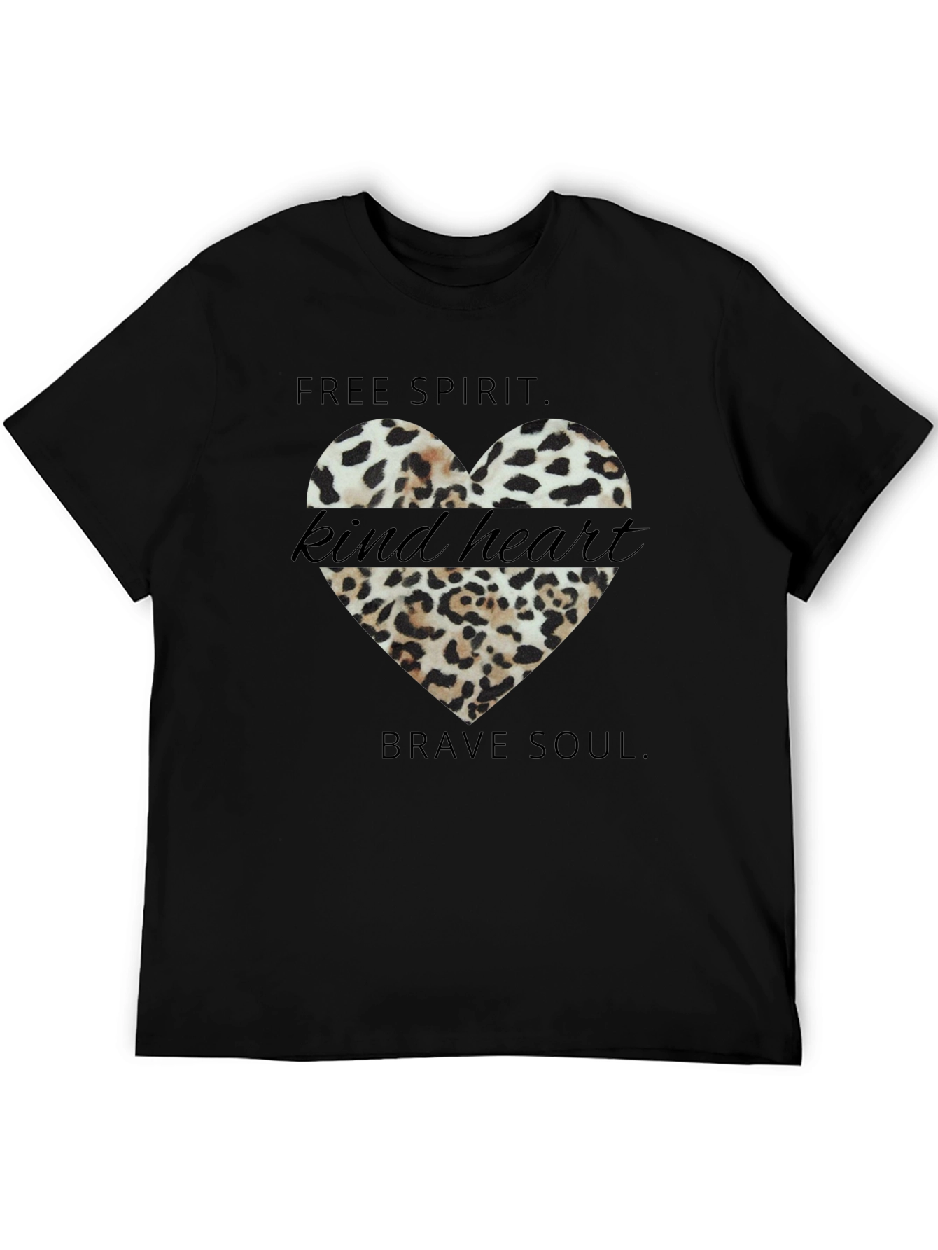 Leopard Heart T-Shirt - Free Spirit Brave Soul