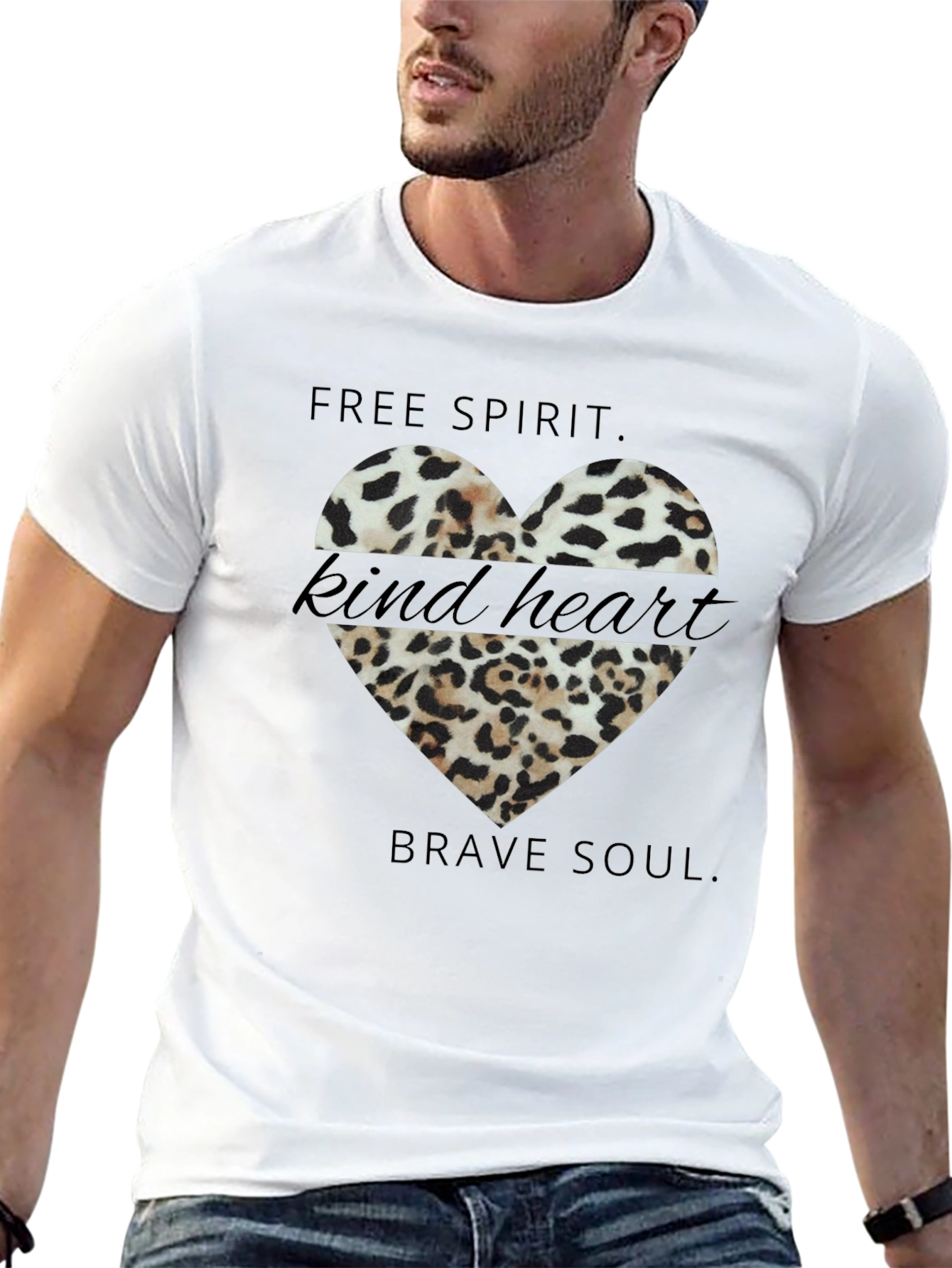 Leopard Heart T-Shirt - Free Spirit Brave Soul