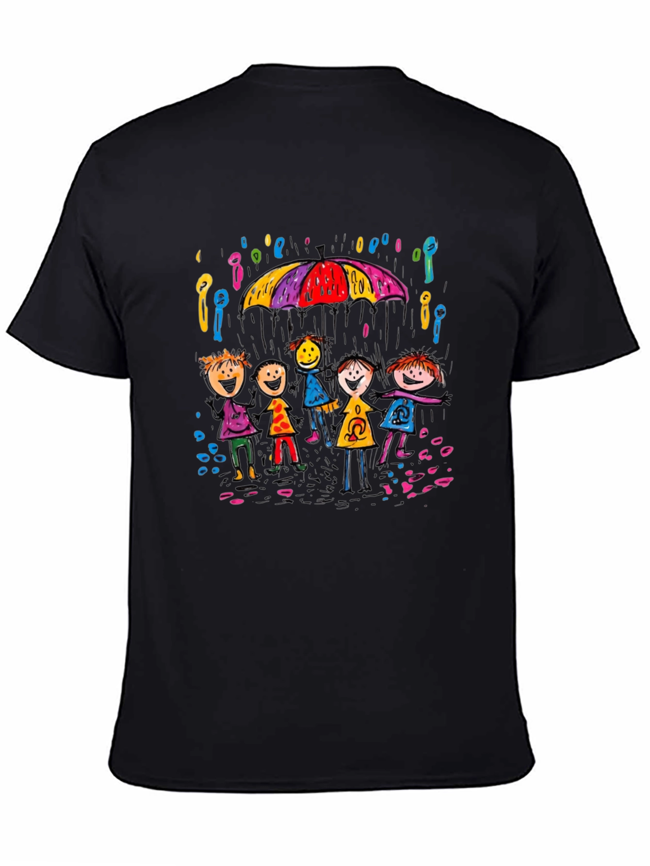 Rainy Day Kids T-Shirt - Black Crew Neck