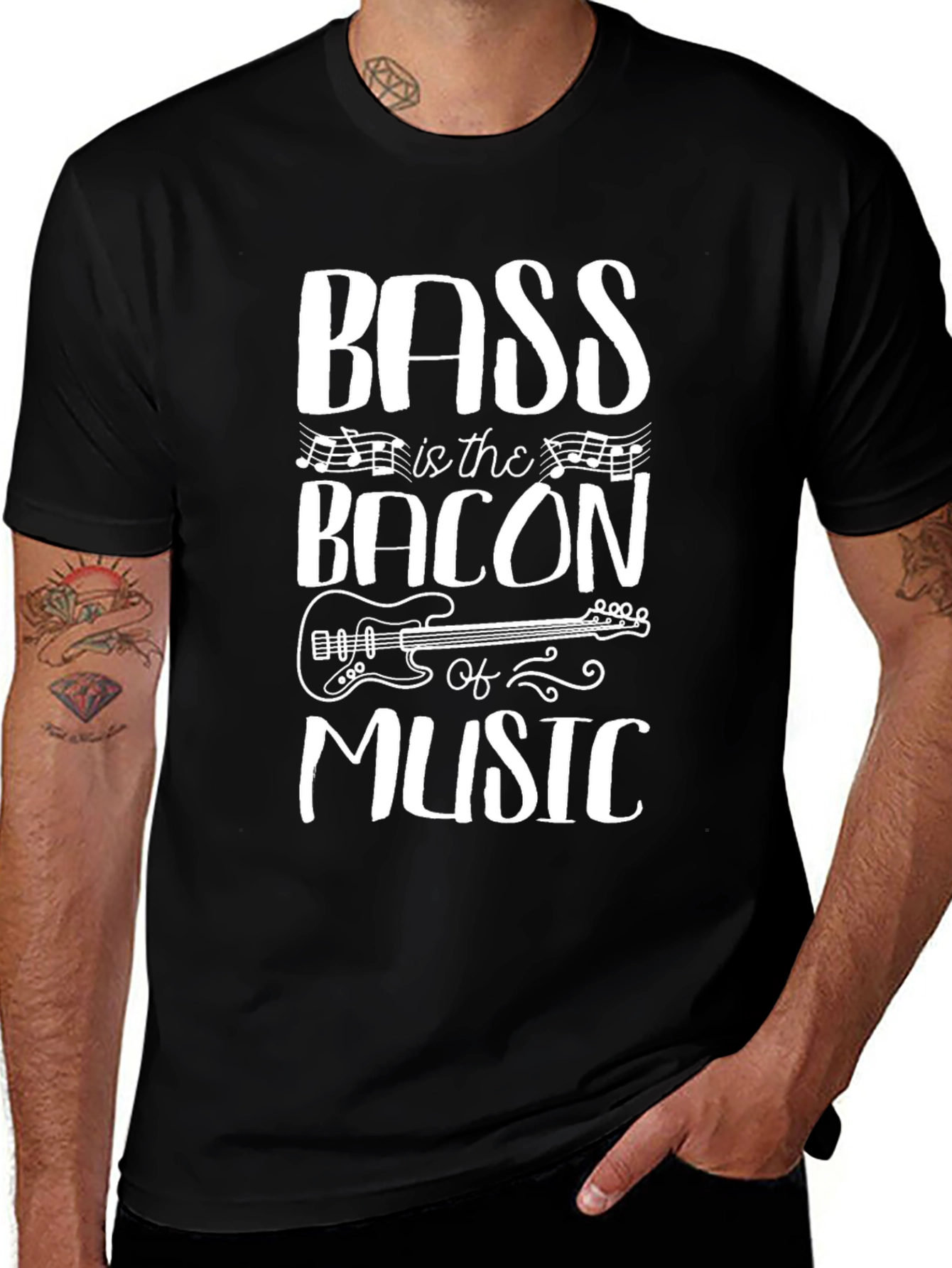 Bass is the Bacon of Music Black T-Shirt
