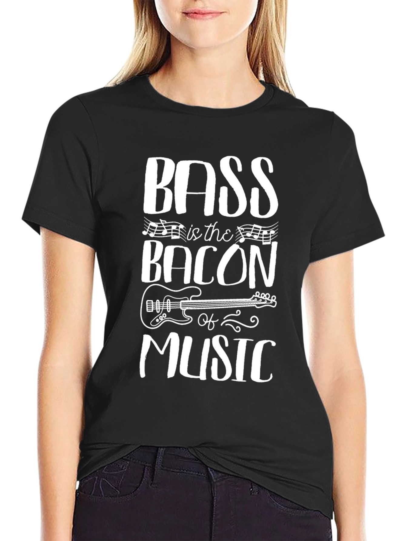 Bass is the Bacon of Music Black T-Shirt