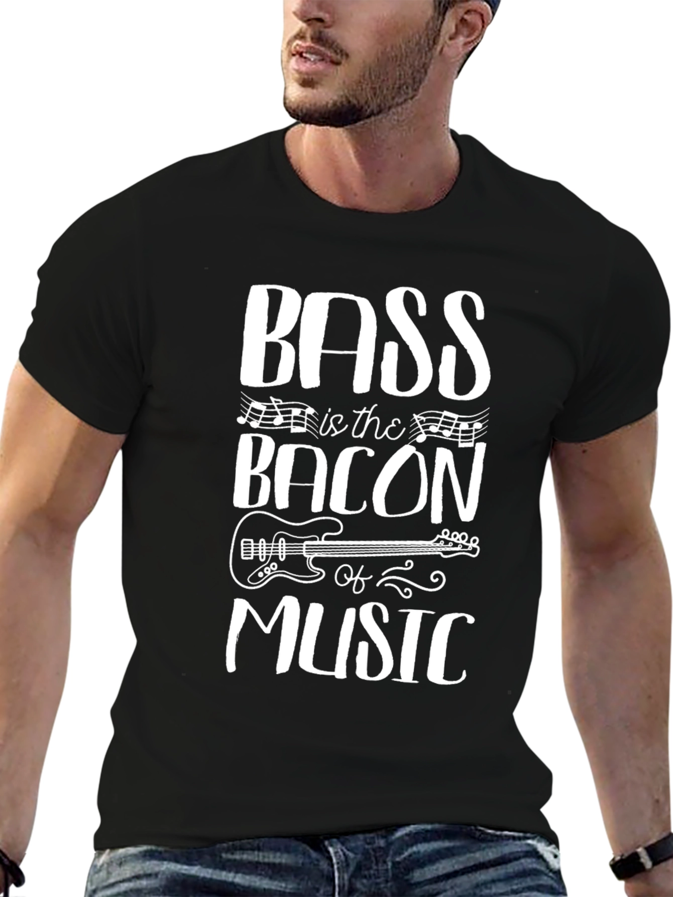 Bass is the Bacon of Music Black T-Shirt