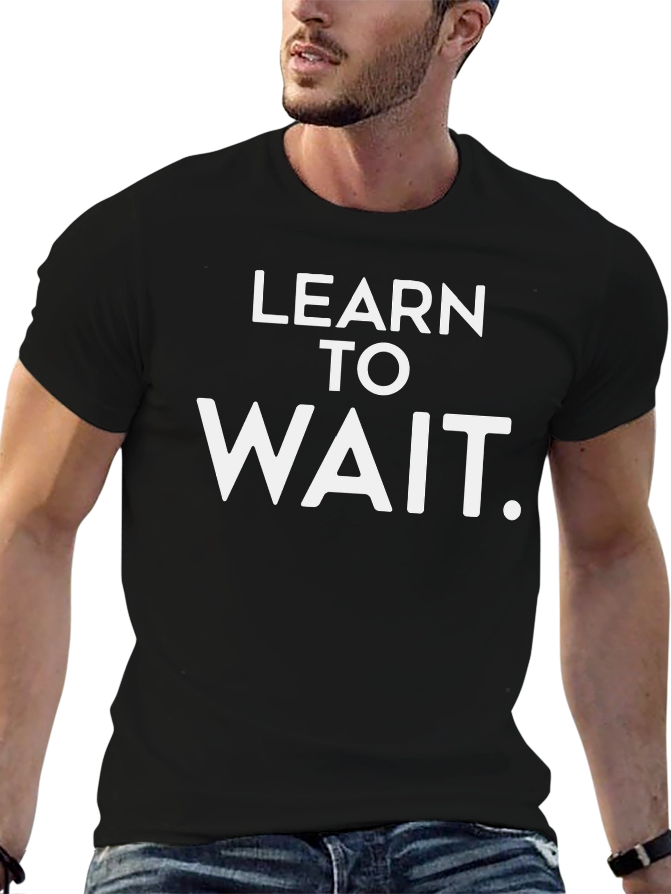 Learn To Wait Graphic Tee - Black Cotton T-Shirt