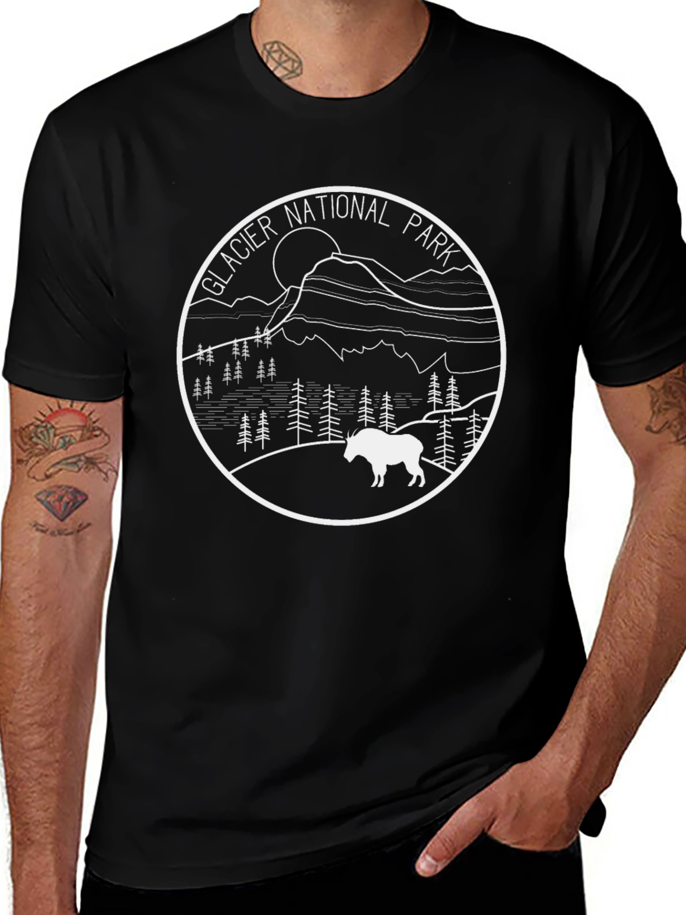 Glacier National Park Black T-Shirt