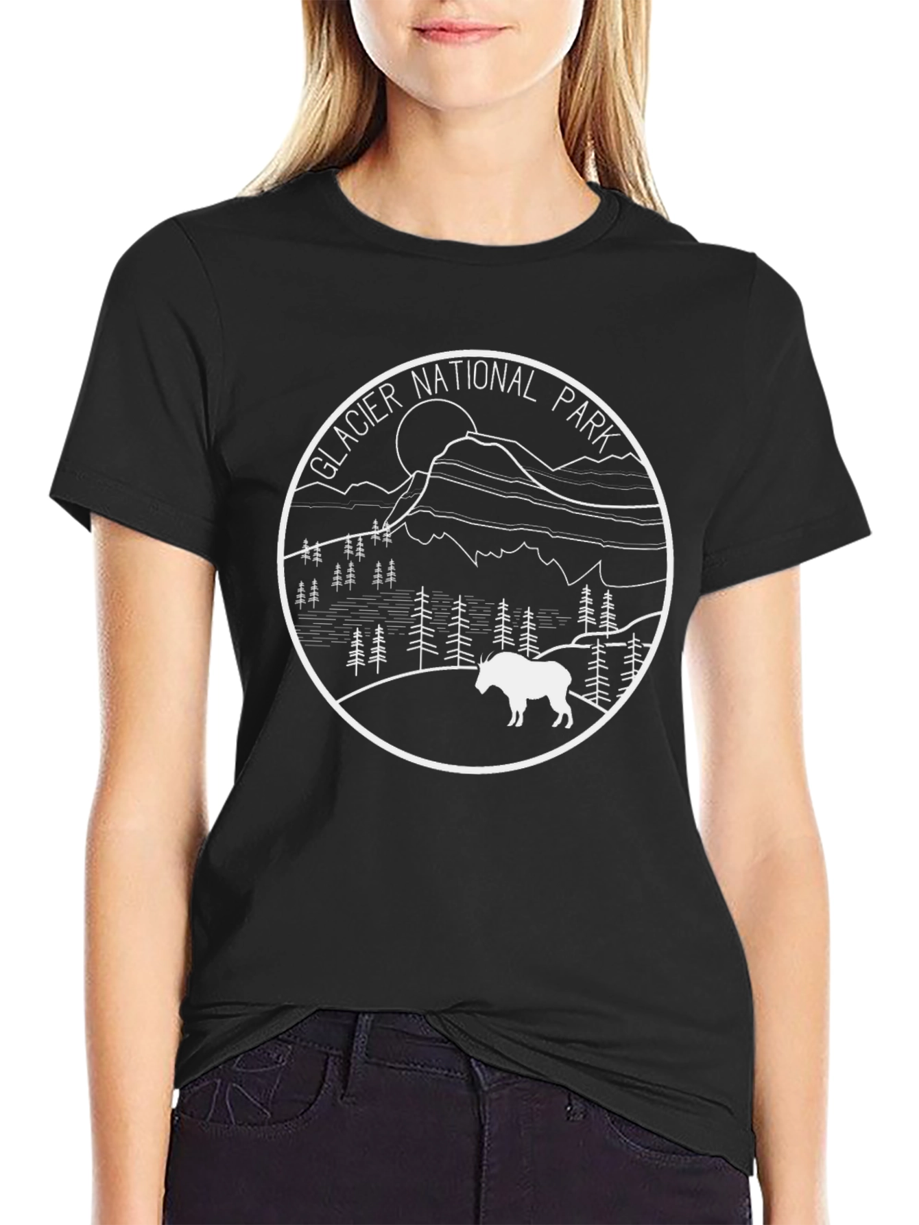 Glacier National Park Black T-Shirt